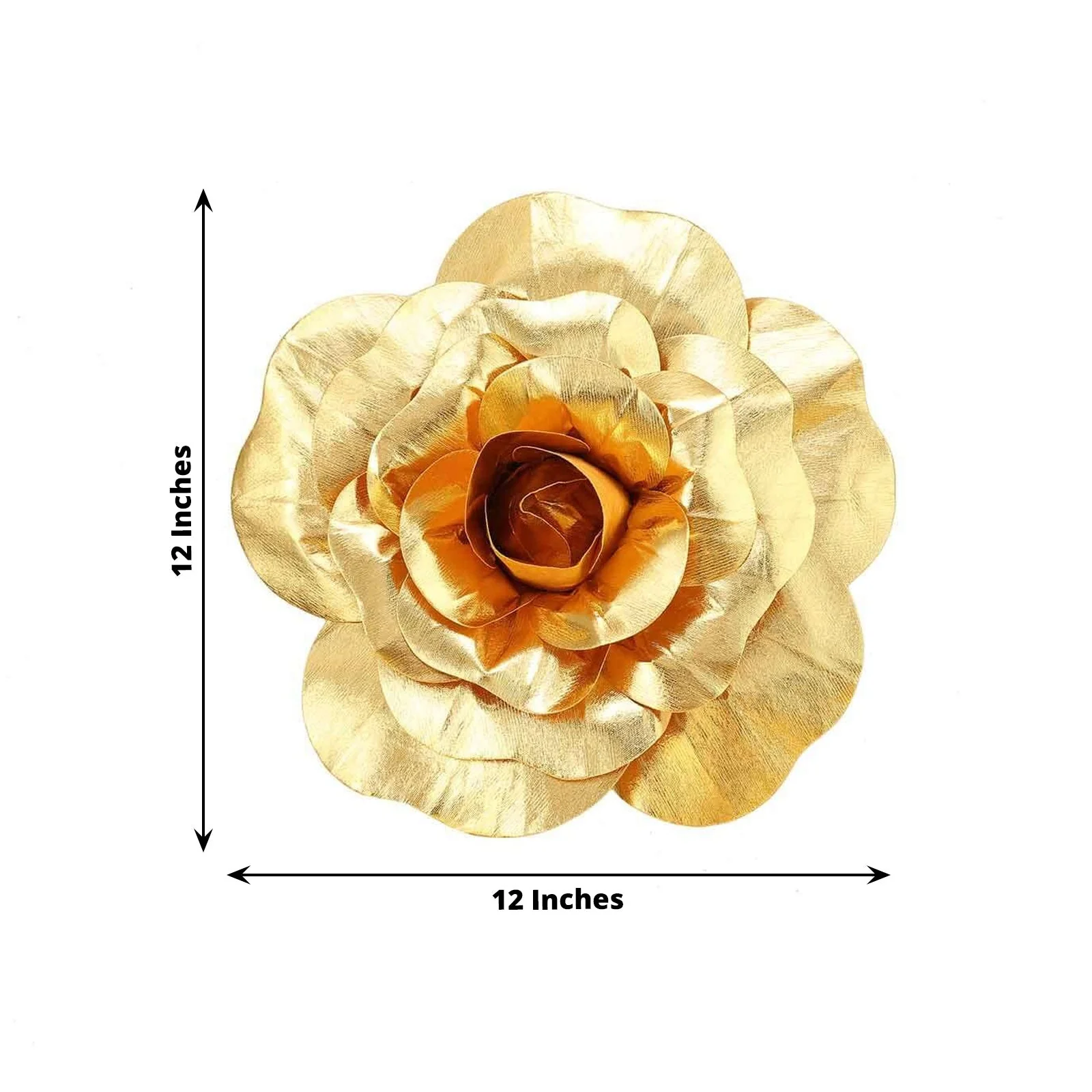 4 Pack Large Metallic Gold Real Touch Artificial Foam DIY Craft Roses 12" - Image 3