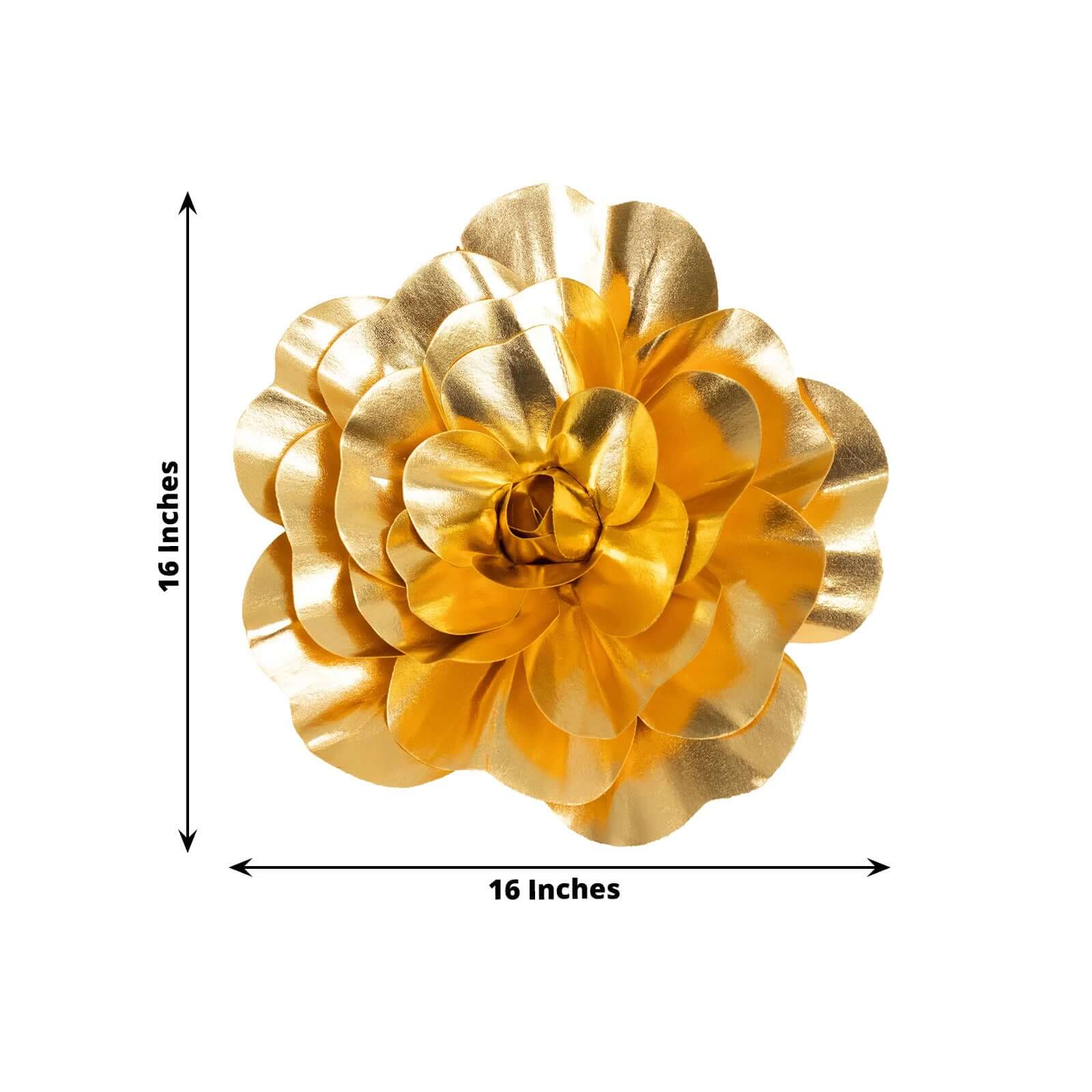 4 Pack Large Metallic Gold Real Touch Artificial Foam DIY Craft Roses 16" - Image 3