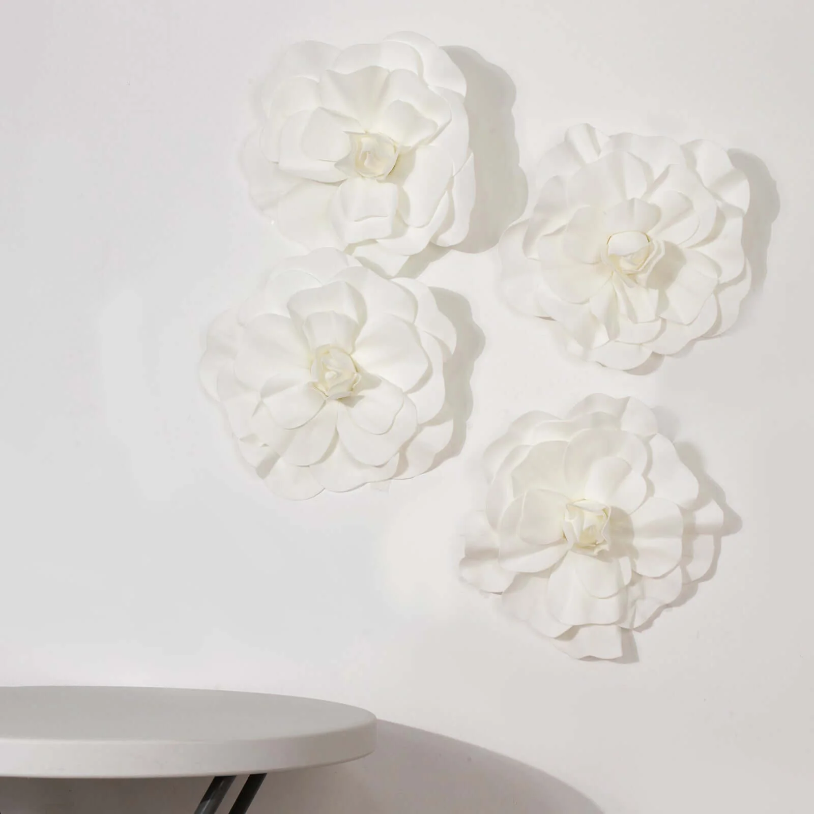 4 Pack Large White Real Touch Artificial Foam DIY Craft Roses 16" - Image 7