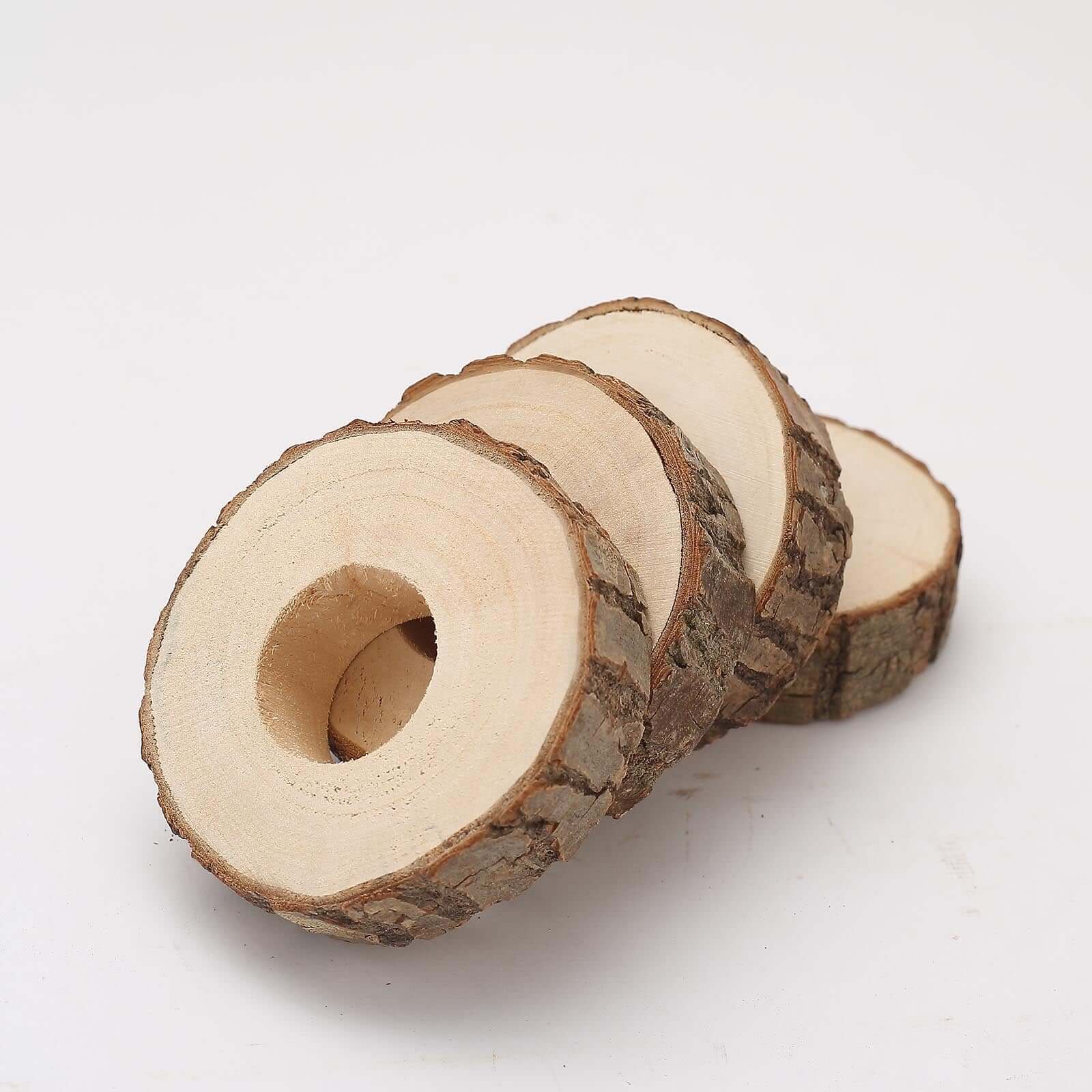 4 Pack Boho Rustic Natural Birch Wood Napkin Ring Wood Slices, Farmhouse Napkin Holders 3" - Image 10