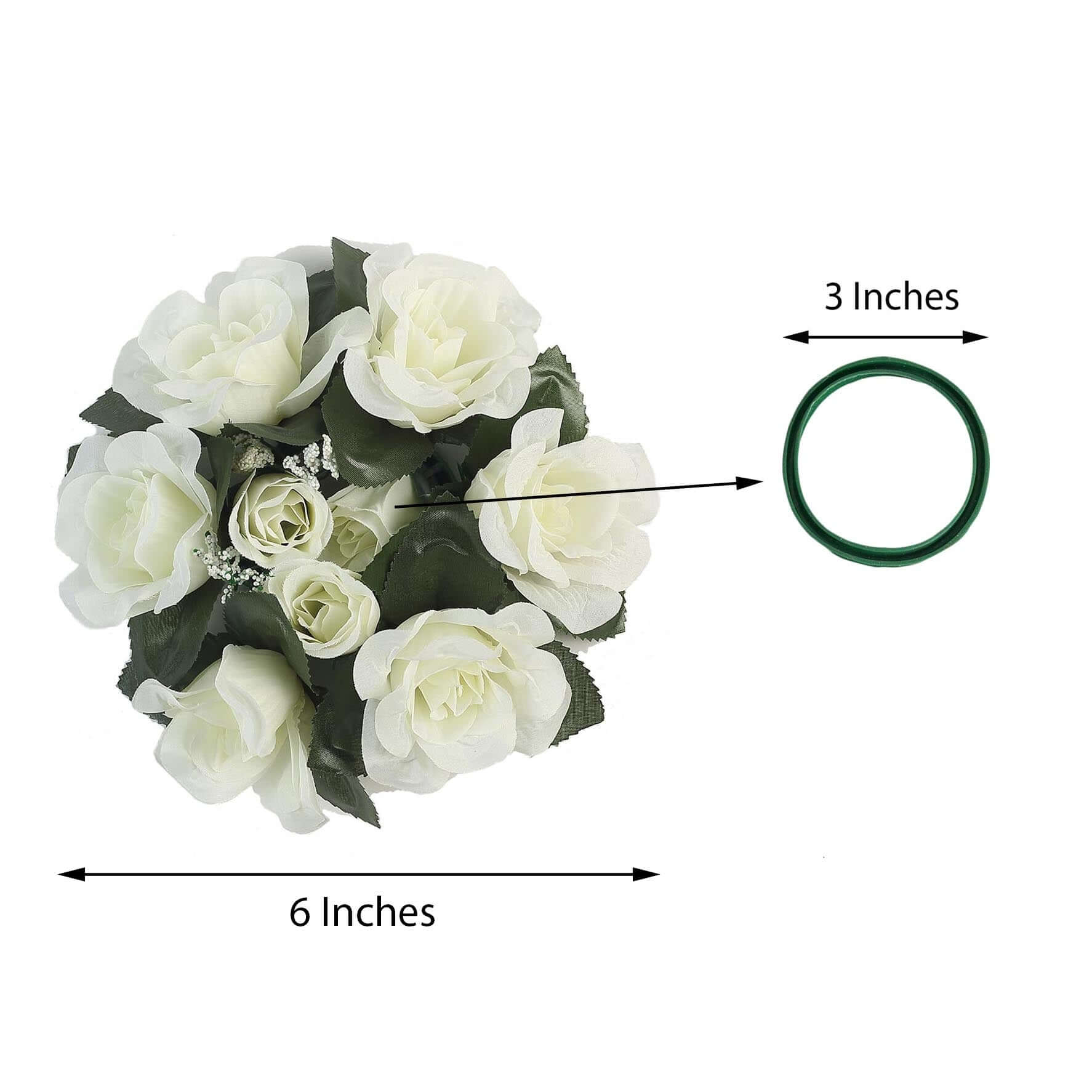 4 Pack Ivory Artificial Silk Rose Flower Candle Ring Wreaths 3" - Image 3