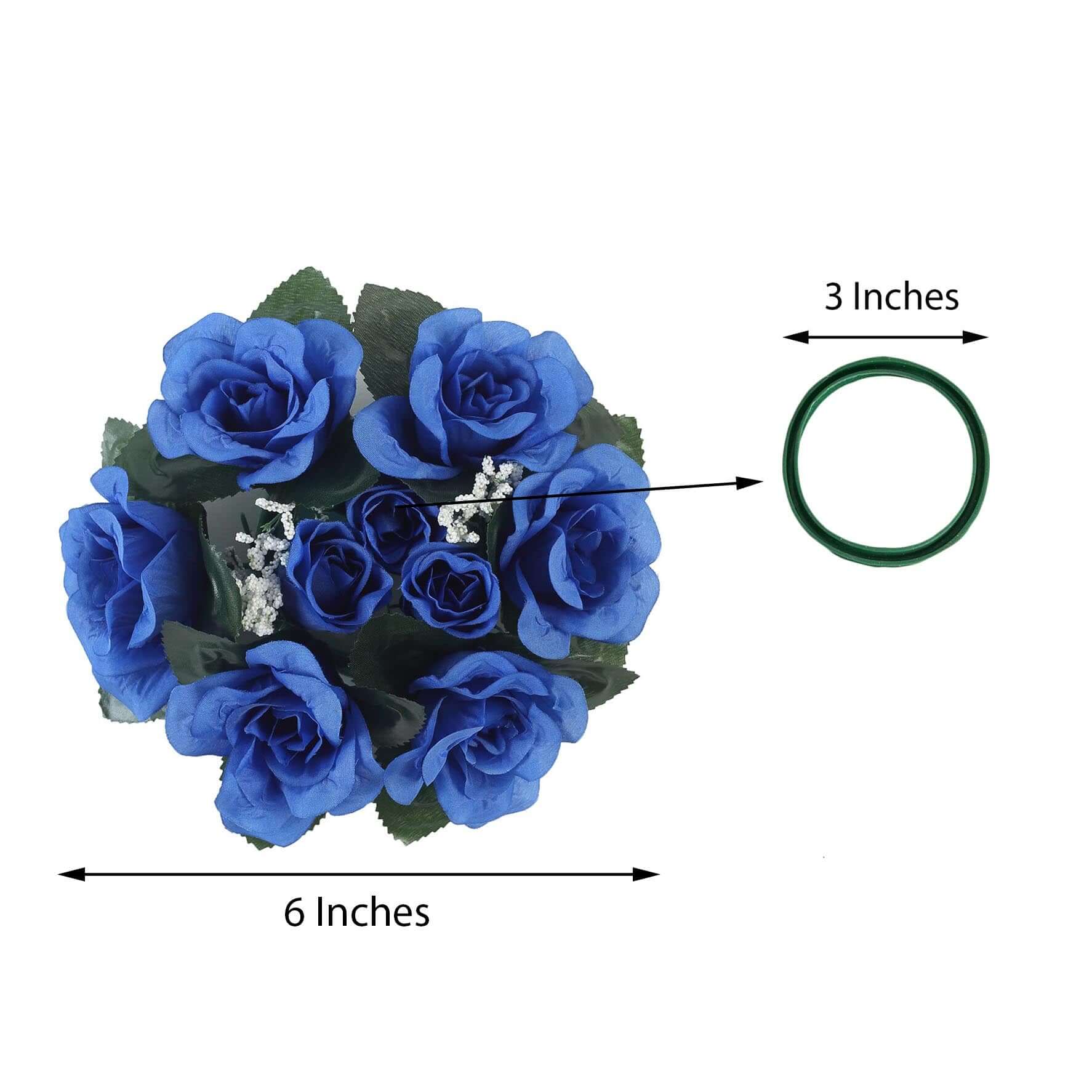 4 Pack Royal Blue Artificial Silk Rose Flower Candle Ring Wreaths 3" - Image 3