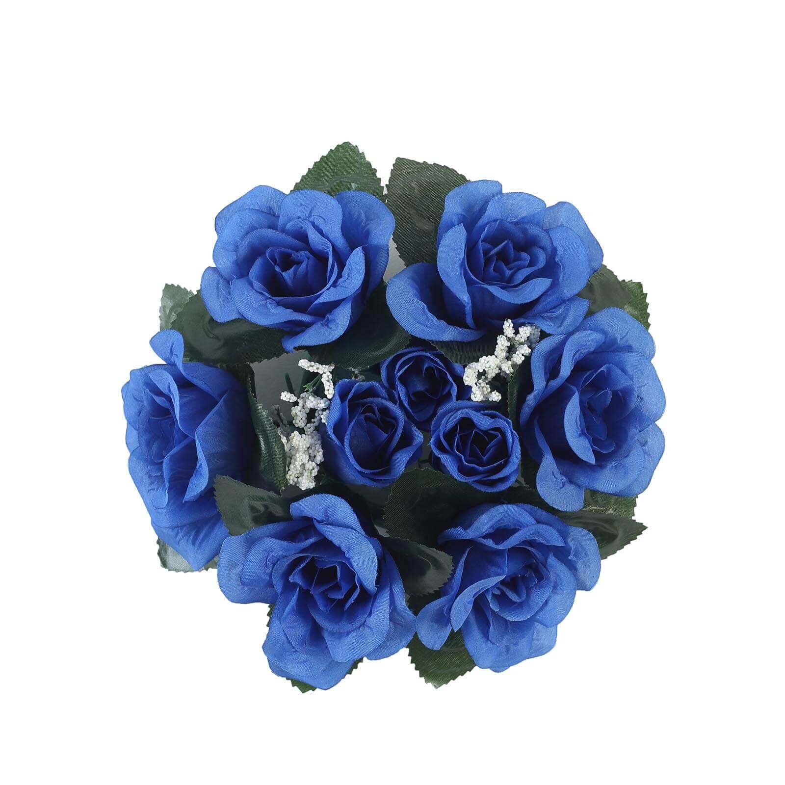 4 Pack Royal Blue Artificial Silk Rose Flower Candle Ring Wreaths 3" - Image 8