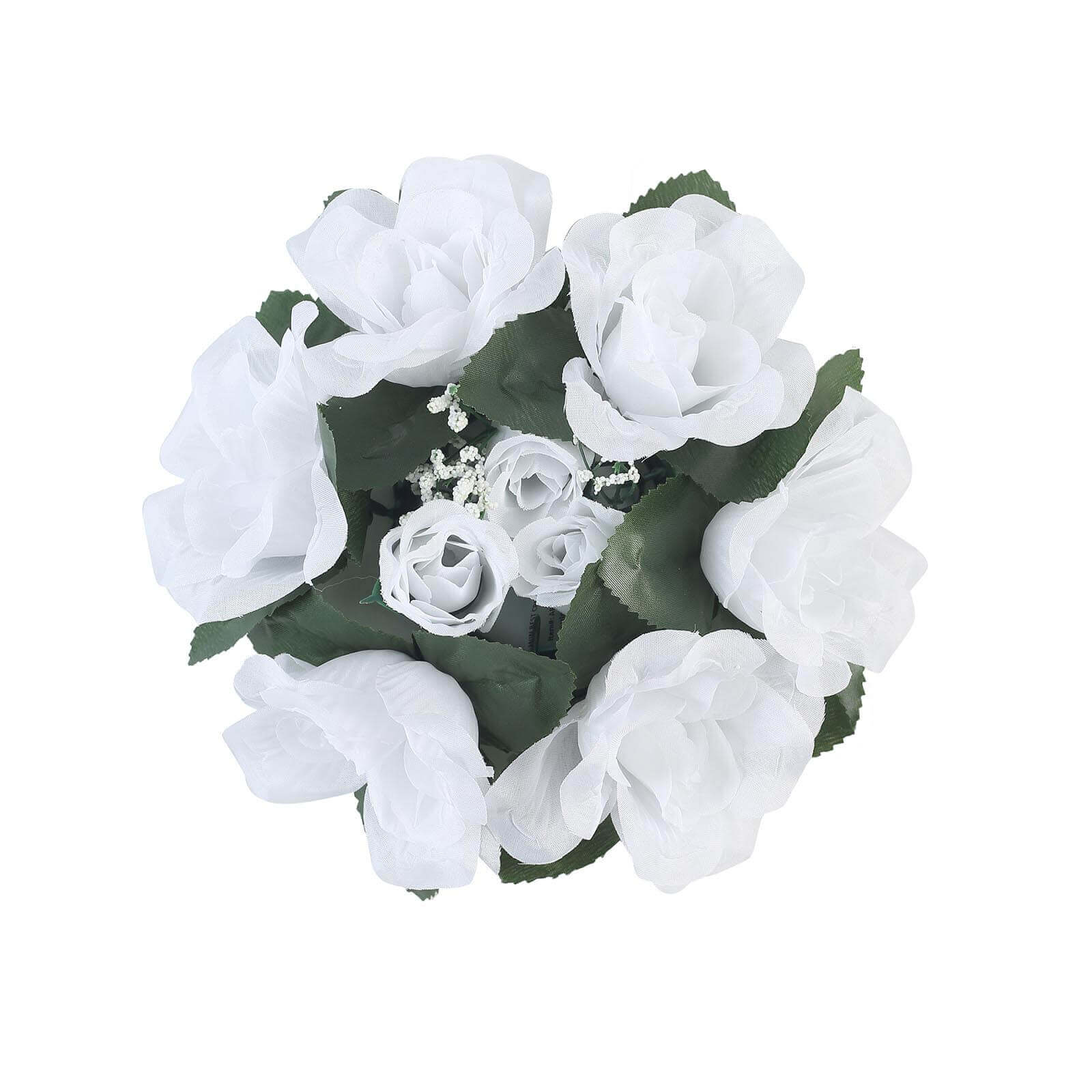 4 Pack White Artificial Silk Rose Flower Candle Ring Wreaths 3" - Image 12