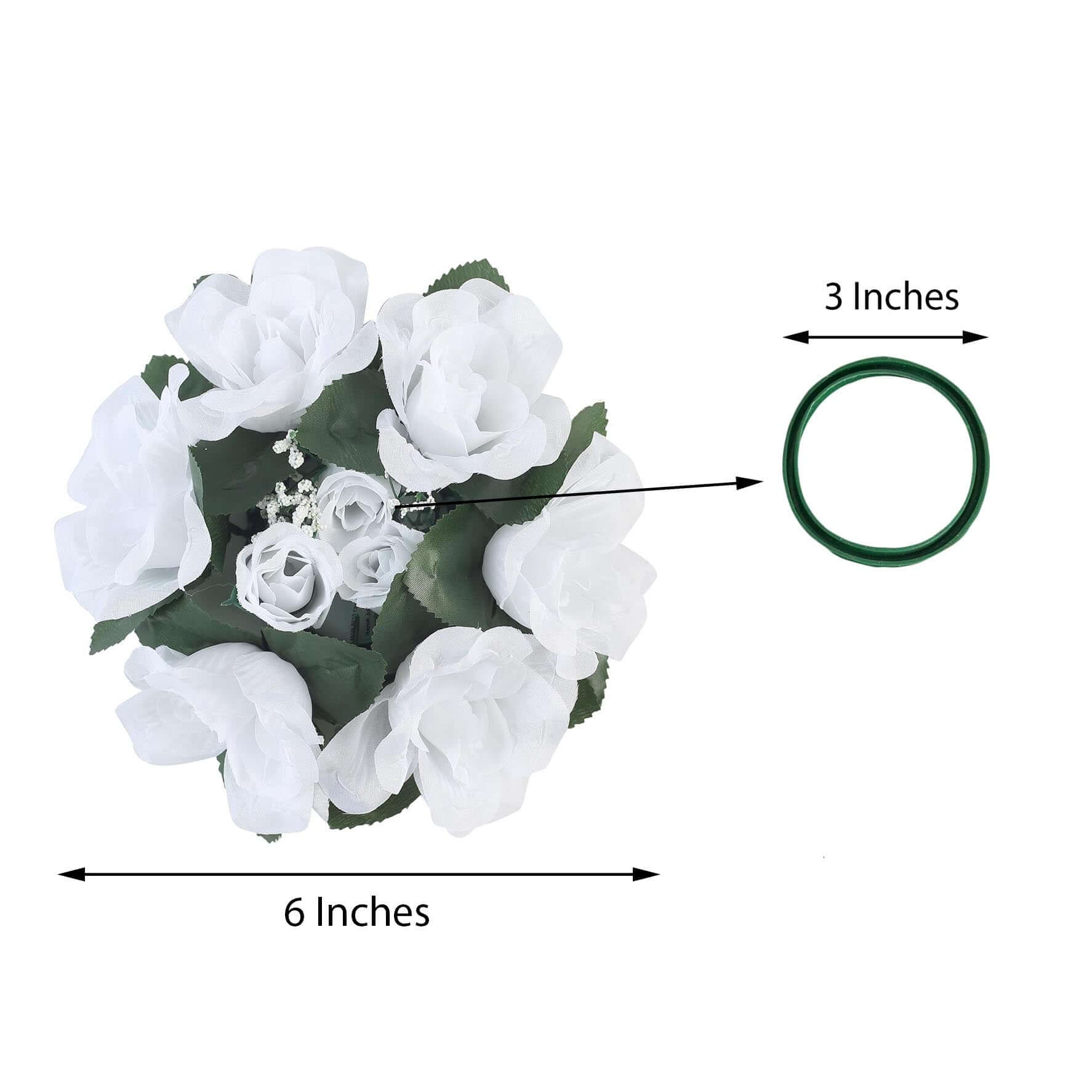 4 Pack White Artificial Silk Rose Flower Candle Ring Wreaths 3" - Image 3