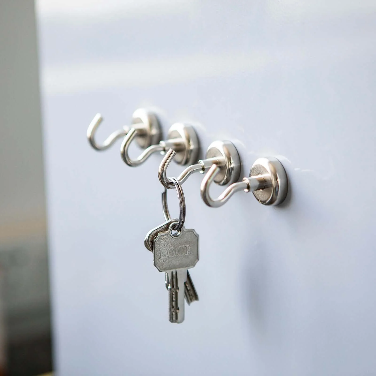 4 Pack Silver Metal Heavy Duty Magnetic Hooks, Multipurpose Hanging Hooks 4.5Lb Capacity