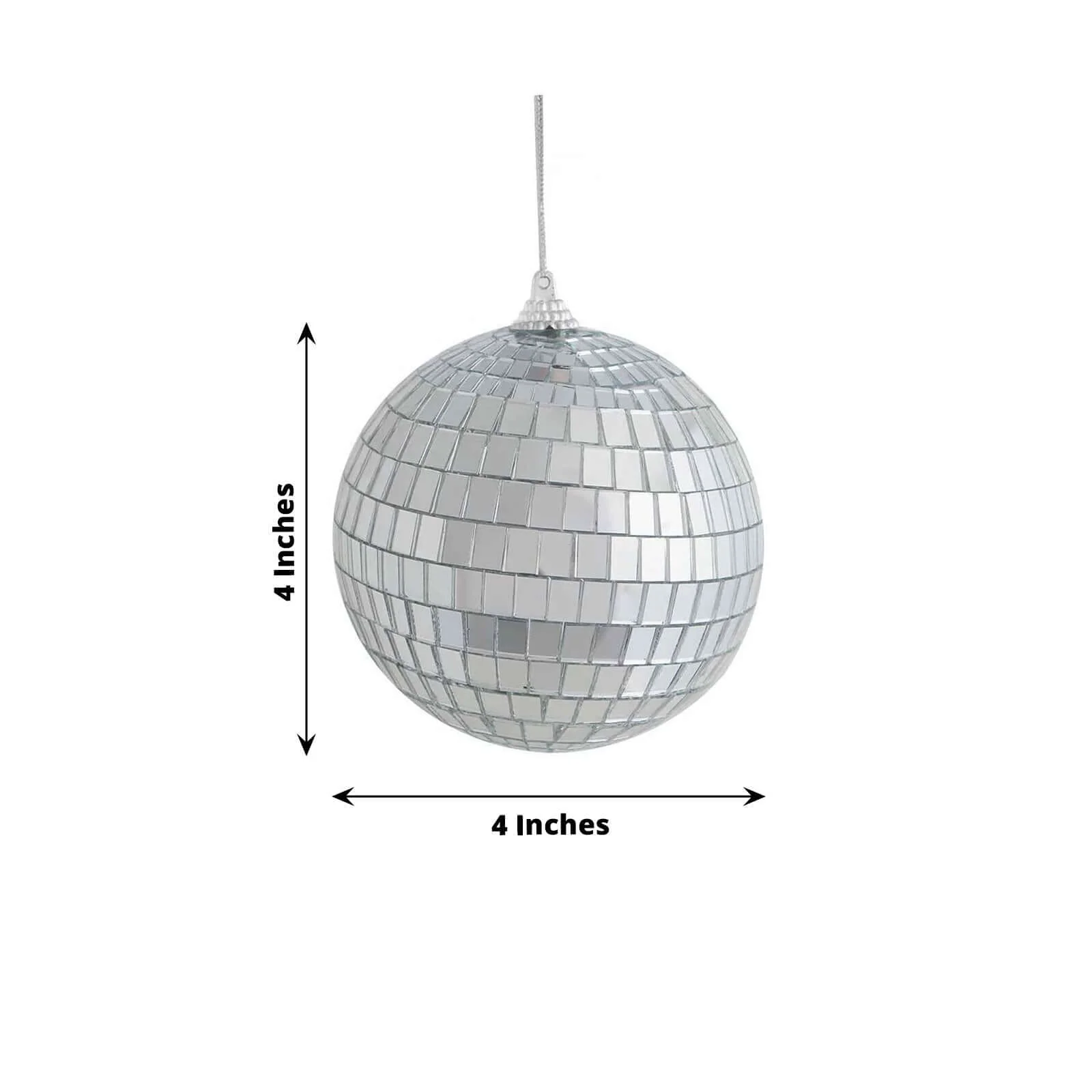 4 Pack Silver Foam Disco Mirror Ball With Hanging Strings, Holiday Christmas Ornaments 4" - Image 7
