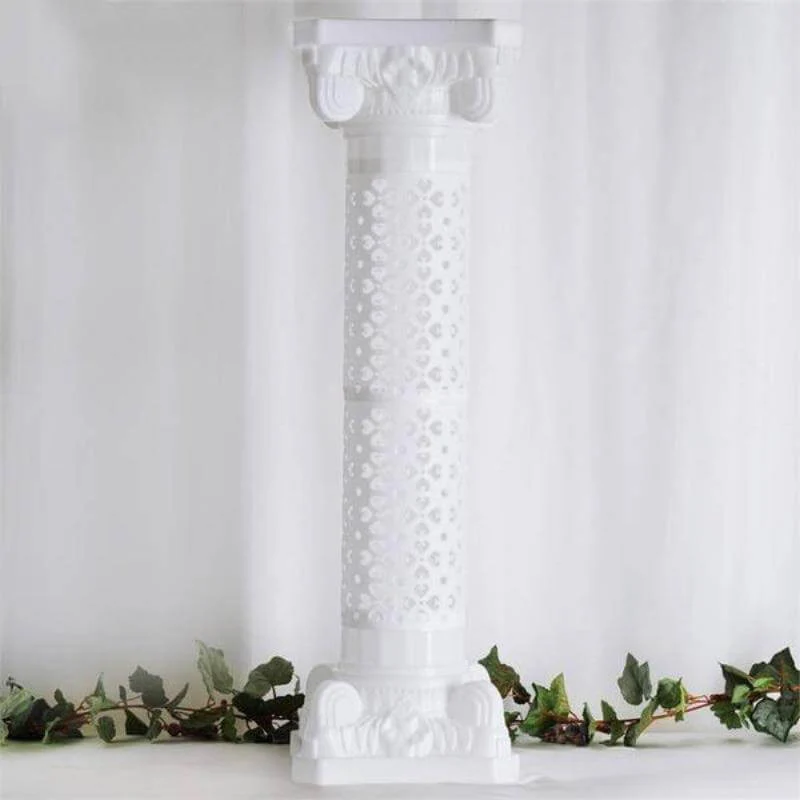 4 Pack White Height Adjustable Artistic Venetian Roman Wedding Inspired Pedestal Column Plant Stand - PVC 42"