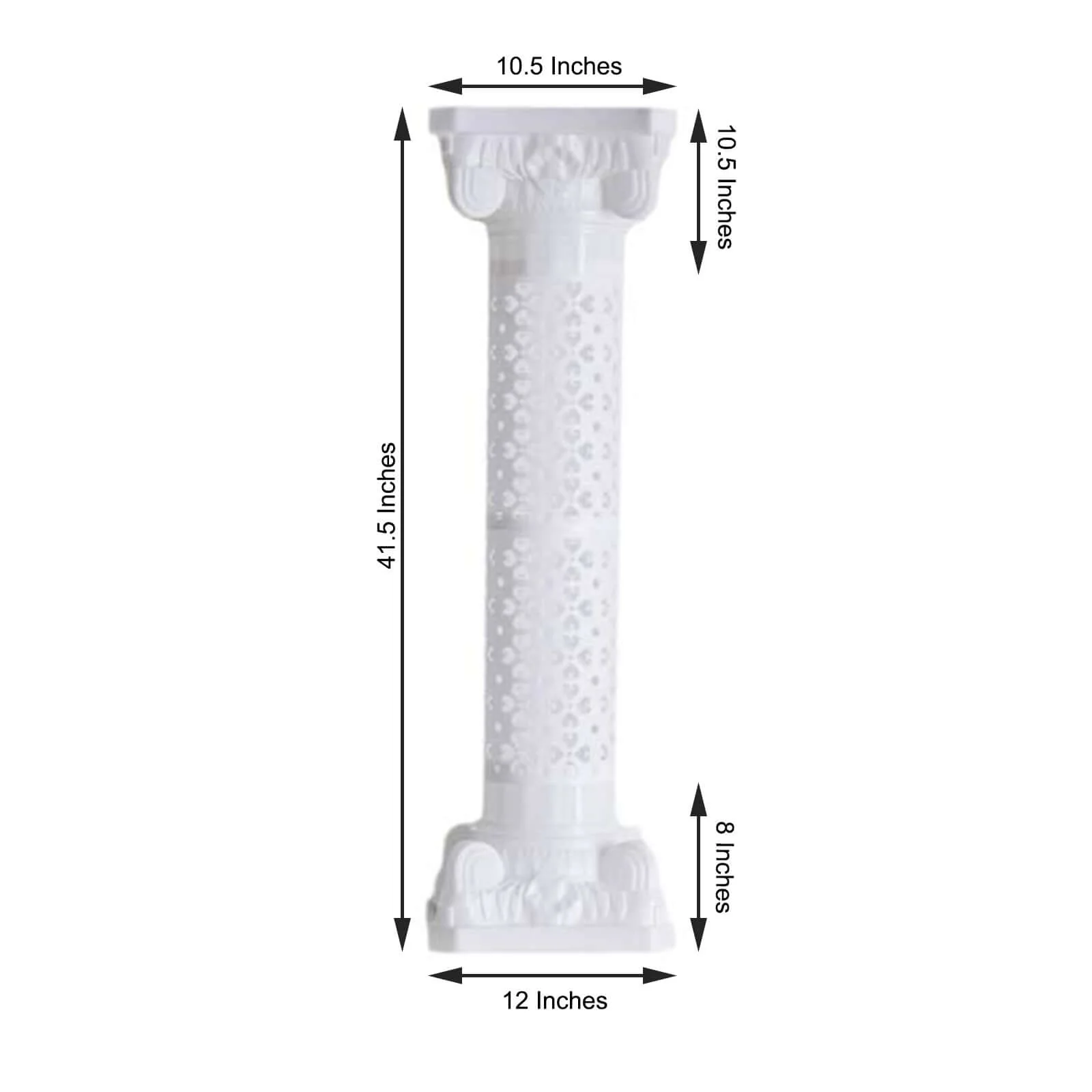 4 Pack White Height Adjustable Artistic Venetian Roman Wedding Inspired Pedestal Column Plant Stand - PVC 42" - Image 3
