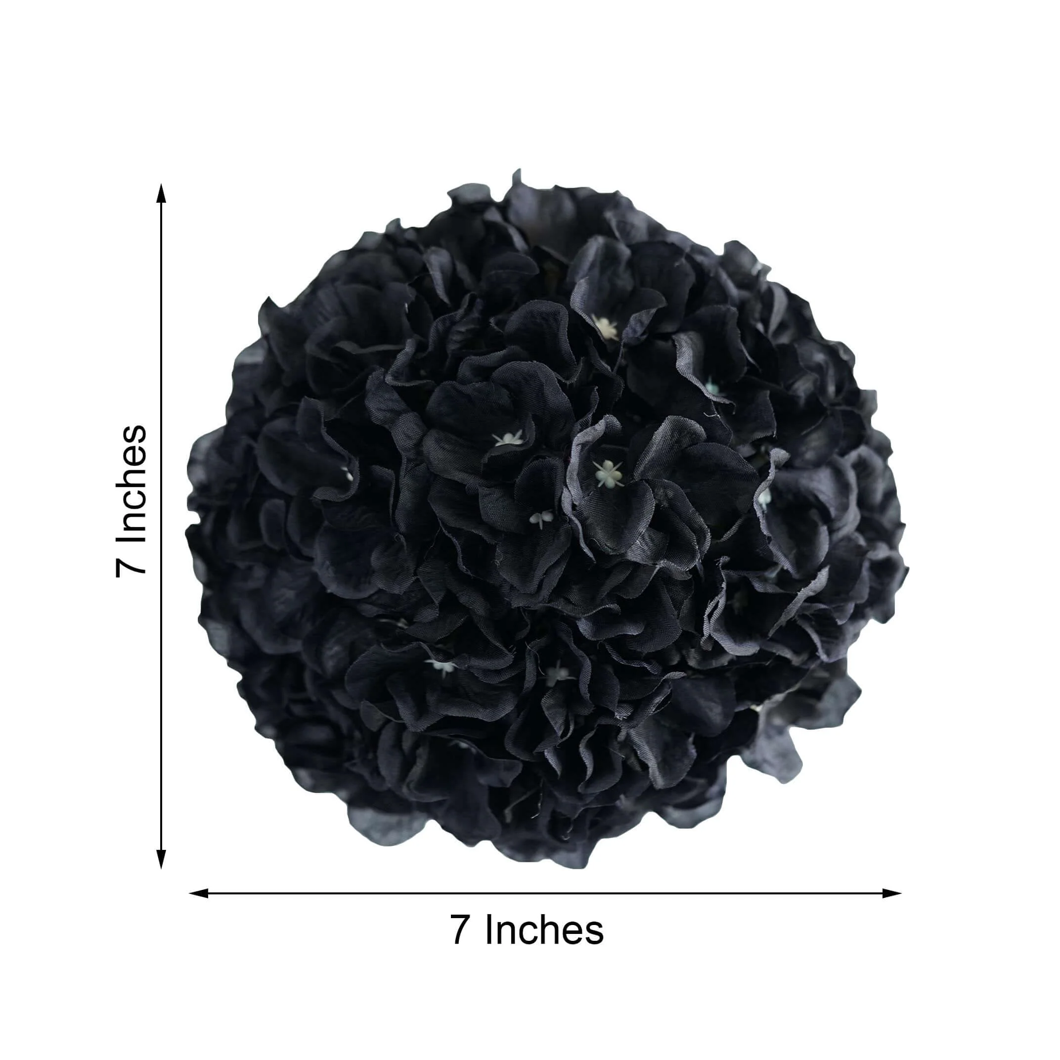 4 Pack Black Artificial Silk Hydrangea Kissing Flower Balls 7" - Image 3
