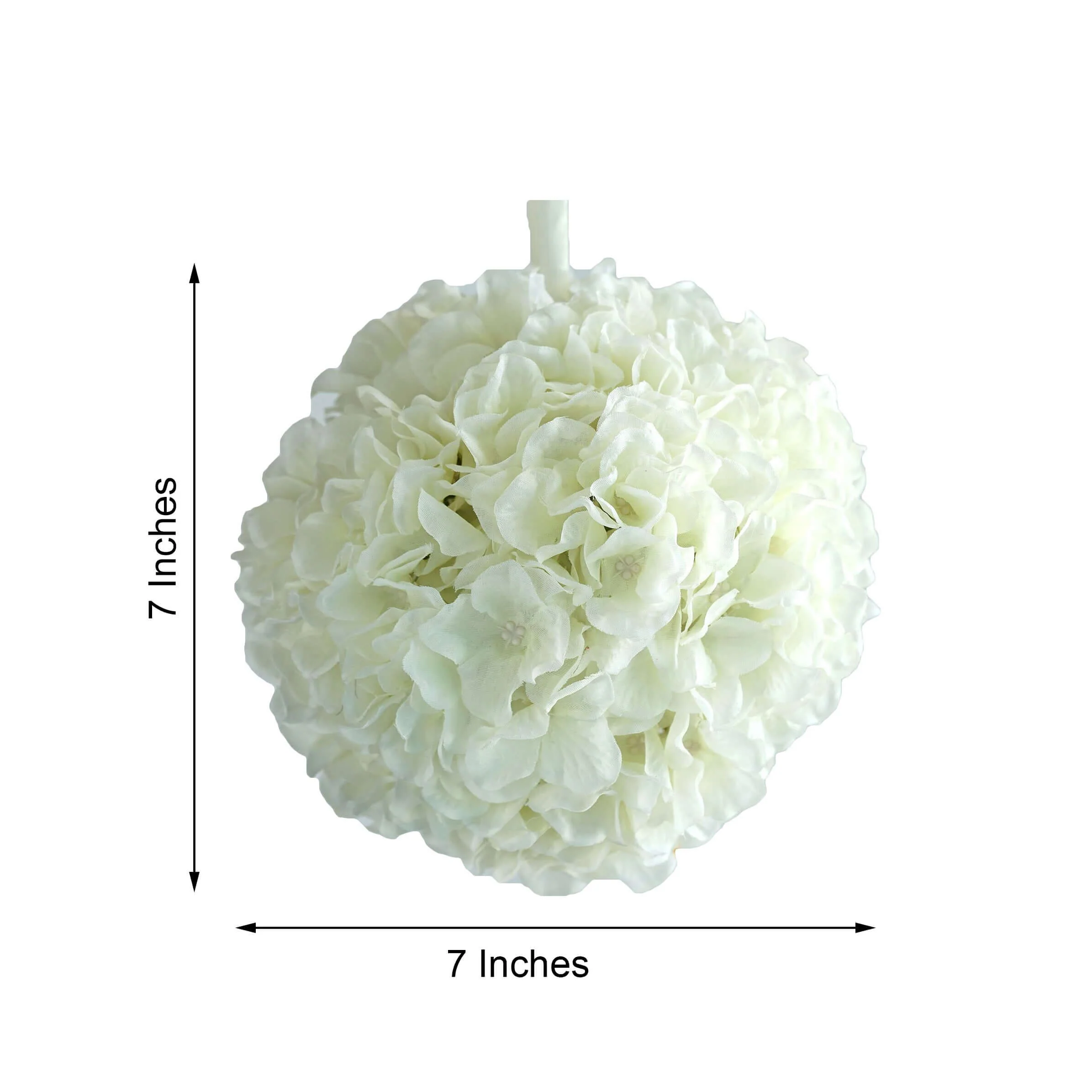 4 Pack Cream Artificial Silk Hydrangea Kissing Flower Balls 7" - Image 3