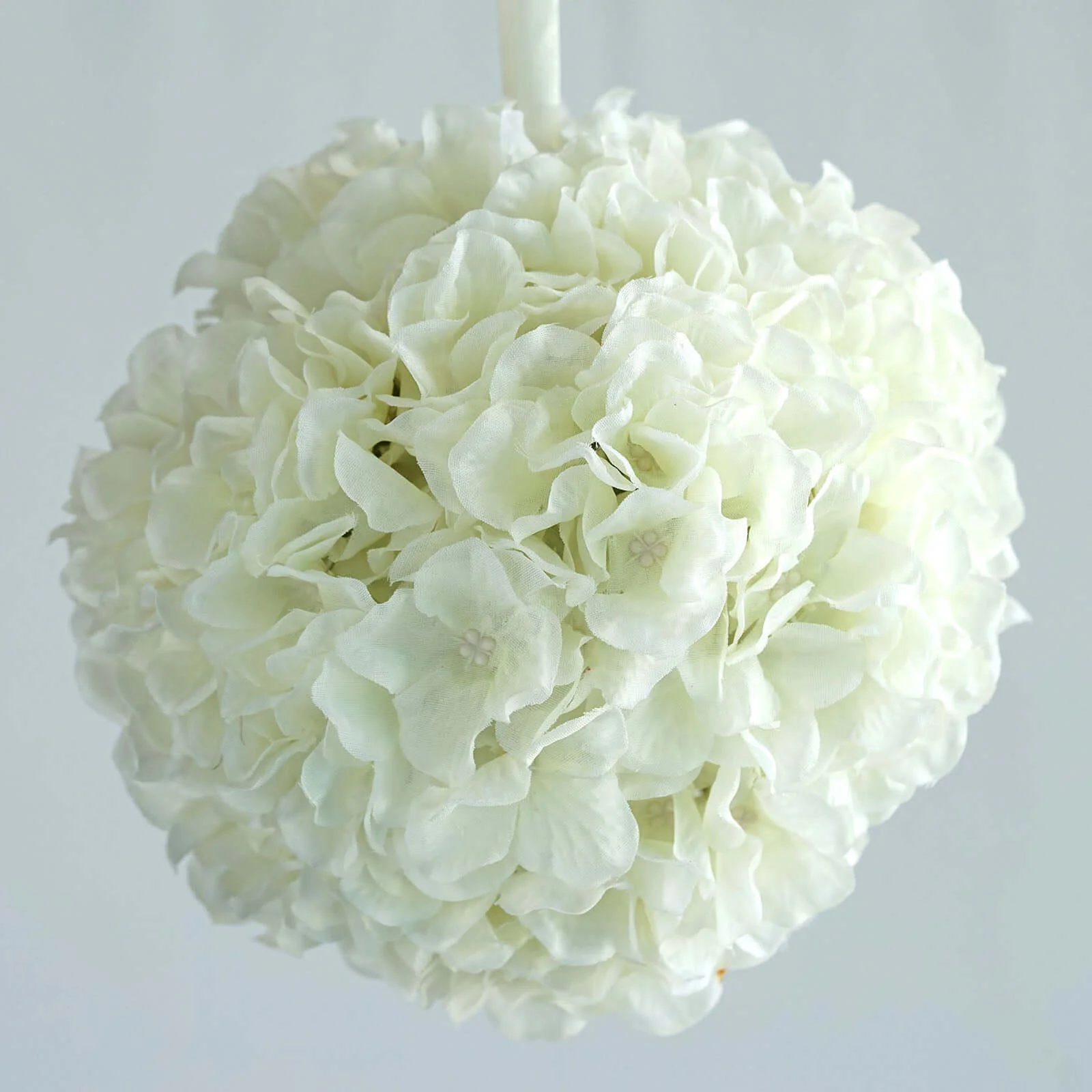 4 Pack Cream Artificial Silk Hydrangea Kissing Flower Balls 7" - Image 6