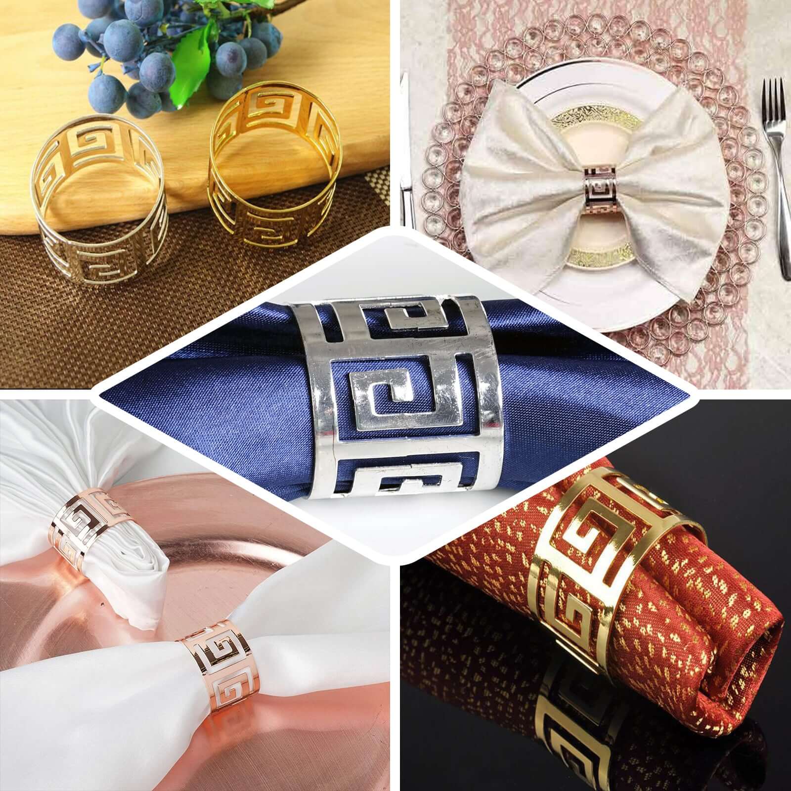 4 Pack Alluring Gold Plated Aluminum Napkin Rings - Image 5