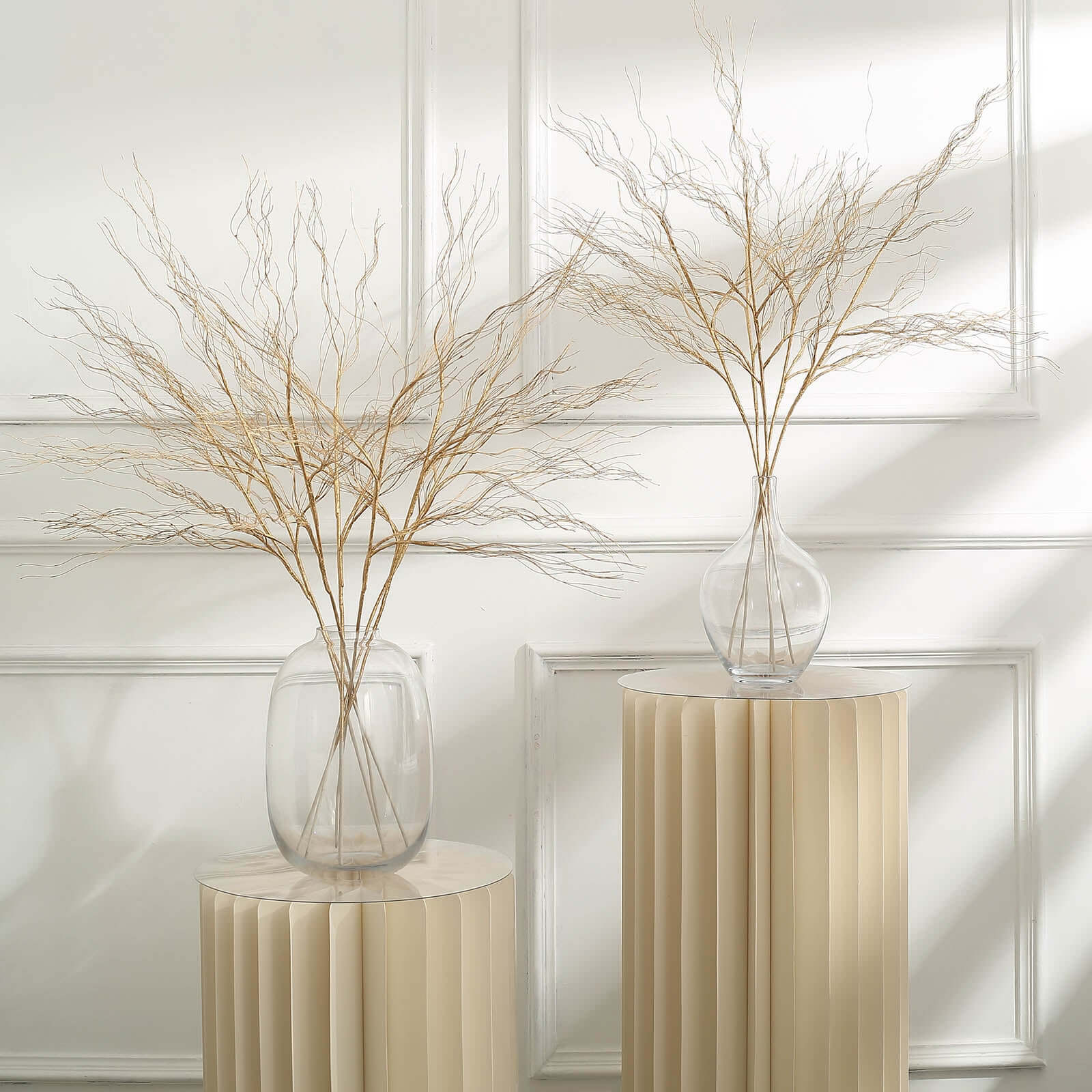 4-Pack Artificial Curly Willow Branches 39" Metallic Gold - Dazzling Long Stem Bendable DIY Craft Twig Sprays Floor Vase Fillers - Image 8
