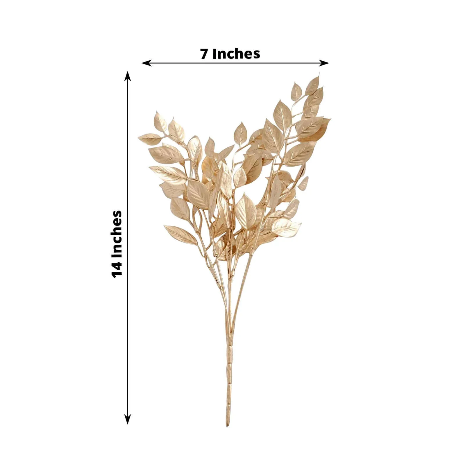 4-Pack Artificial Italian Ruscus Leaves Branches 14" Metallic Gold - Image 3