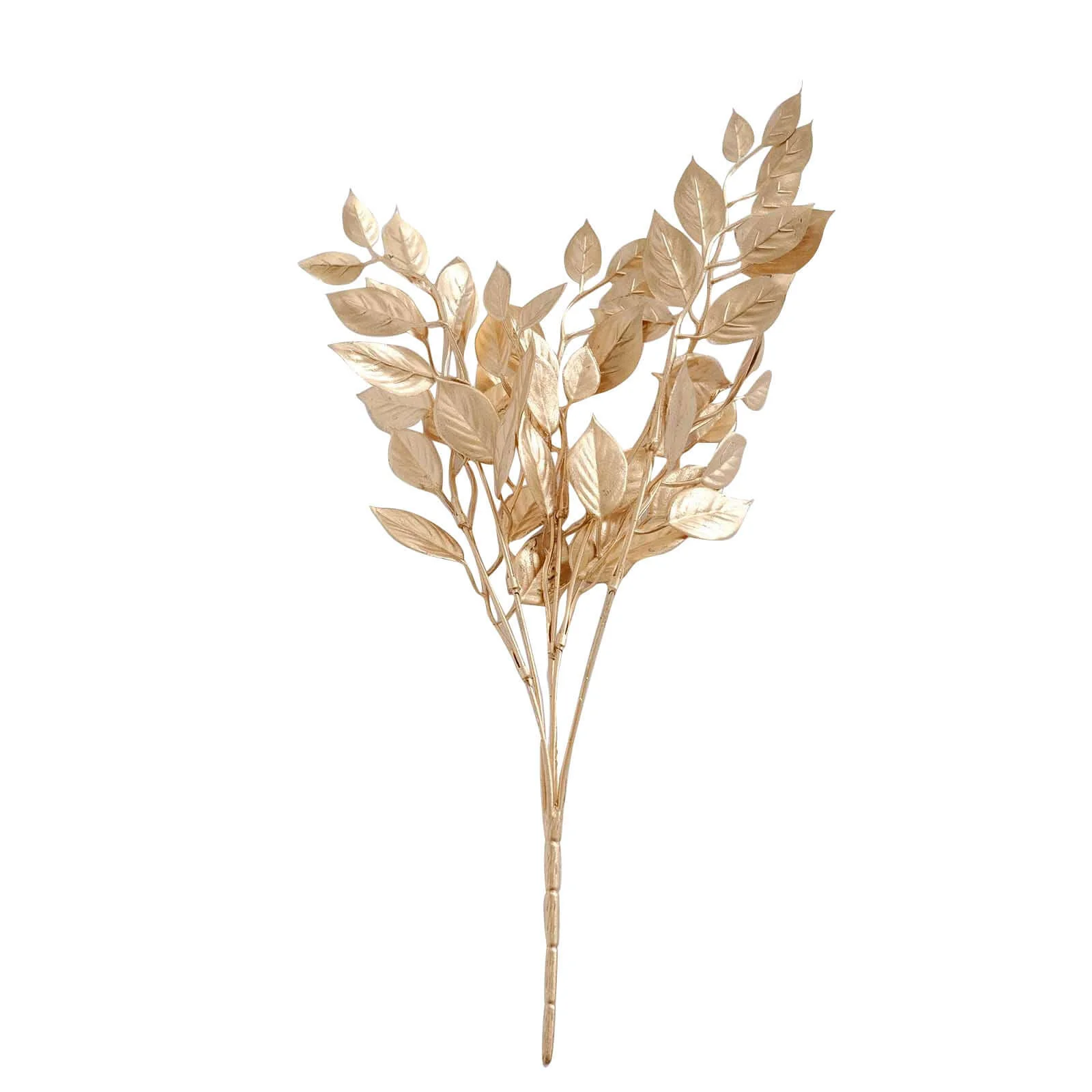 4-Pack Artificial Italian Ruscus Leaves Branches 14" Metallic Gold - Image 7