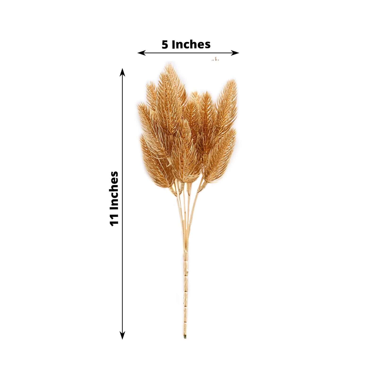 4-Pack Artificial Pine Branches 11" Metallic Gold - Faux Flexible Pine Needle Sprigs Floral Sprays for Festive Weddings Holiday Parties & Home Accents - Image 3