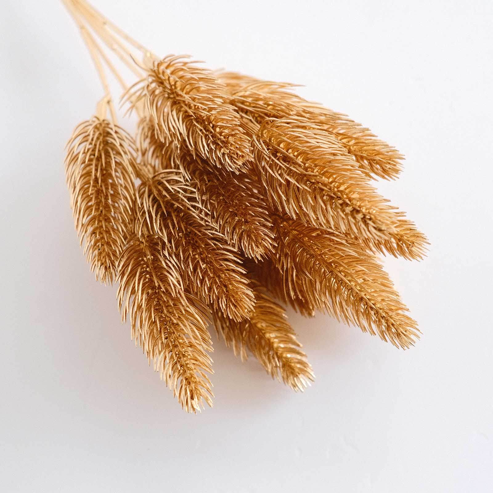 4-Pack Artificial Pine Branches 11" Metallic Gold - Faux Flexible Pine Needle Sprigs Floral Sprays for Festive Weddings Holiday Parties & Home Accents - Image 8