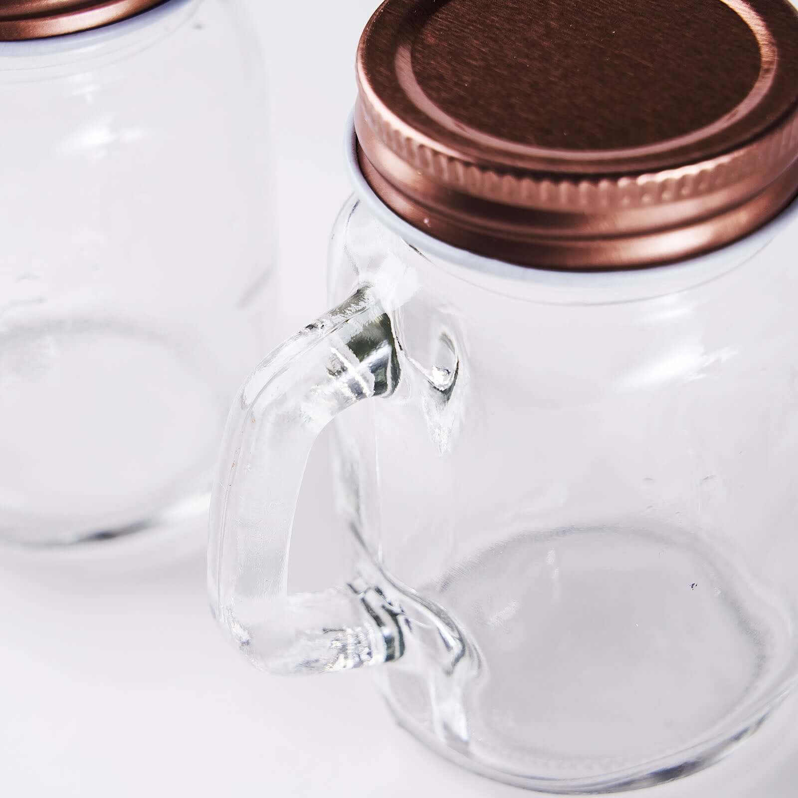 4-Pack Clear Glass Mason Jars 4oz Rustic Design with Handles and Rose Gold Screw-On Lids - Stylish Storage for Beverages & Decor - Image 14