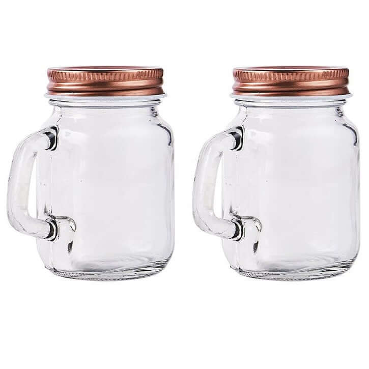 4-Pack Clear Glass Mason Jars 4oz Rustic Design with Handles and Rose Gold Screw-On Lids - Stylish Storage for Beverages & Decor - Image 6