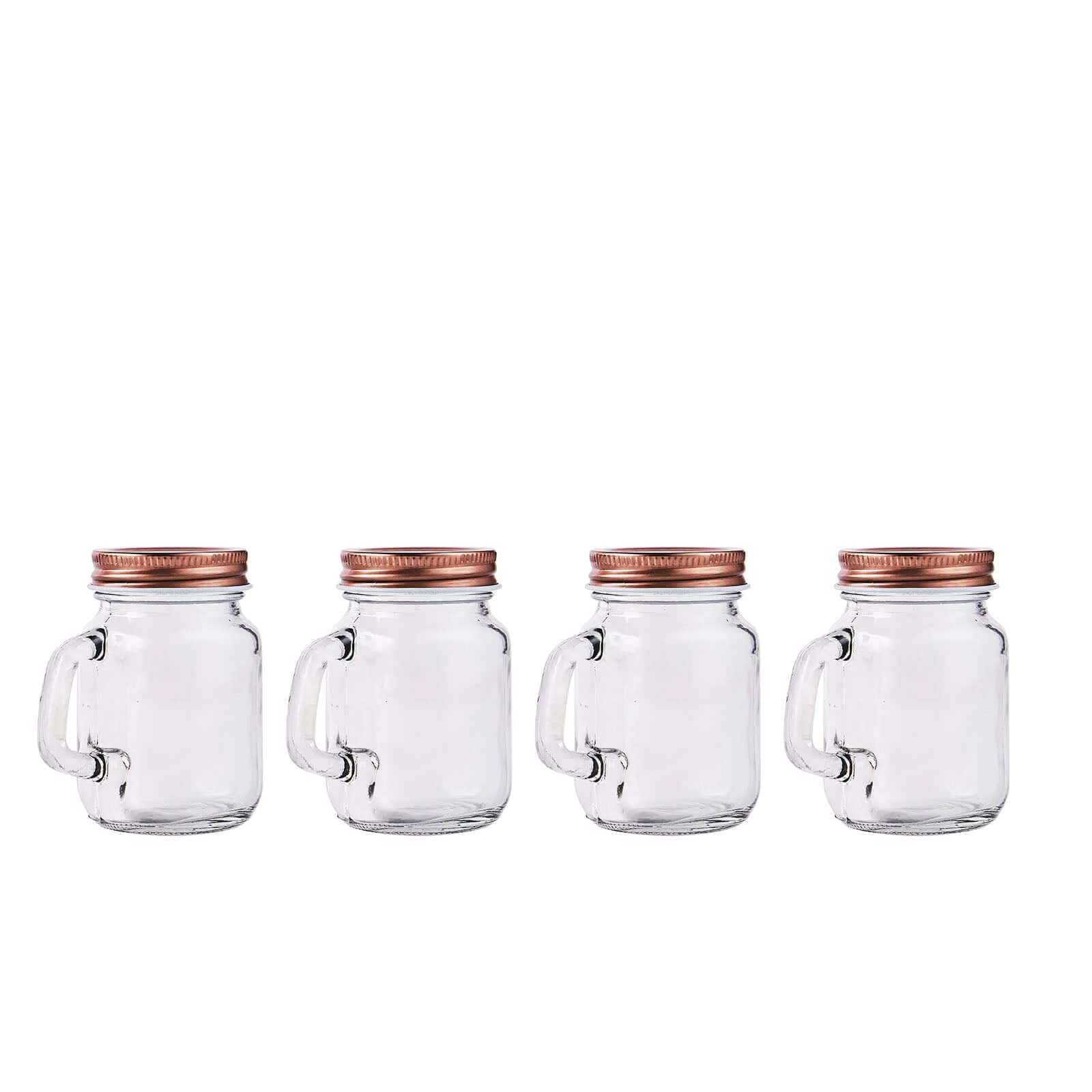 4-Pack Clear Glass Mason Jars 4oz Rustic Design with Handles and Rose Gold Screw-On Lids - Stylish Storage for Beverages & Decor - Image 8