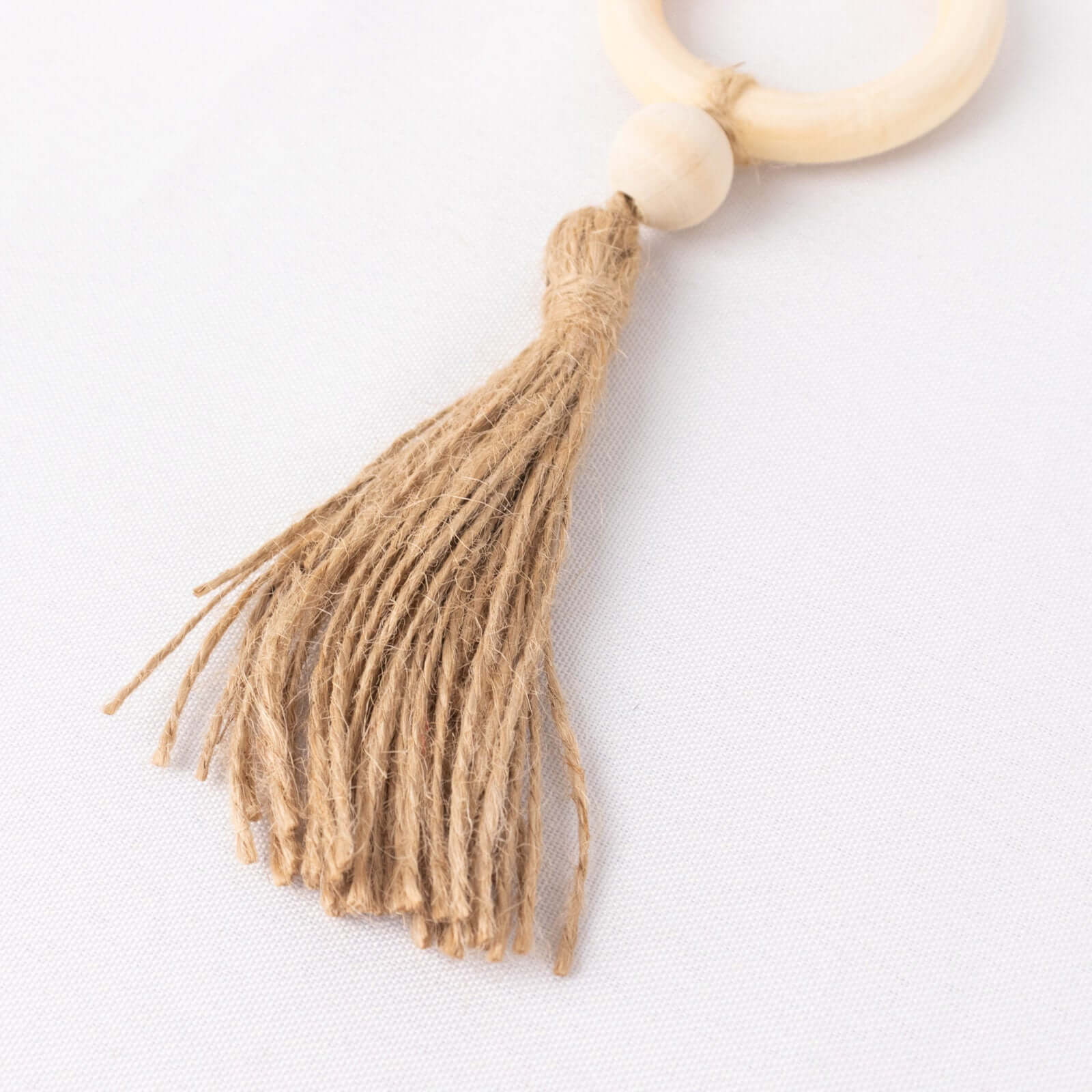 4 Pack Cream Wooden Napkin Rings with Woven Jute Beaded Tassel, Farmhouse Style Dinner Serviette Buckles - Image 12