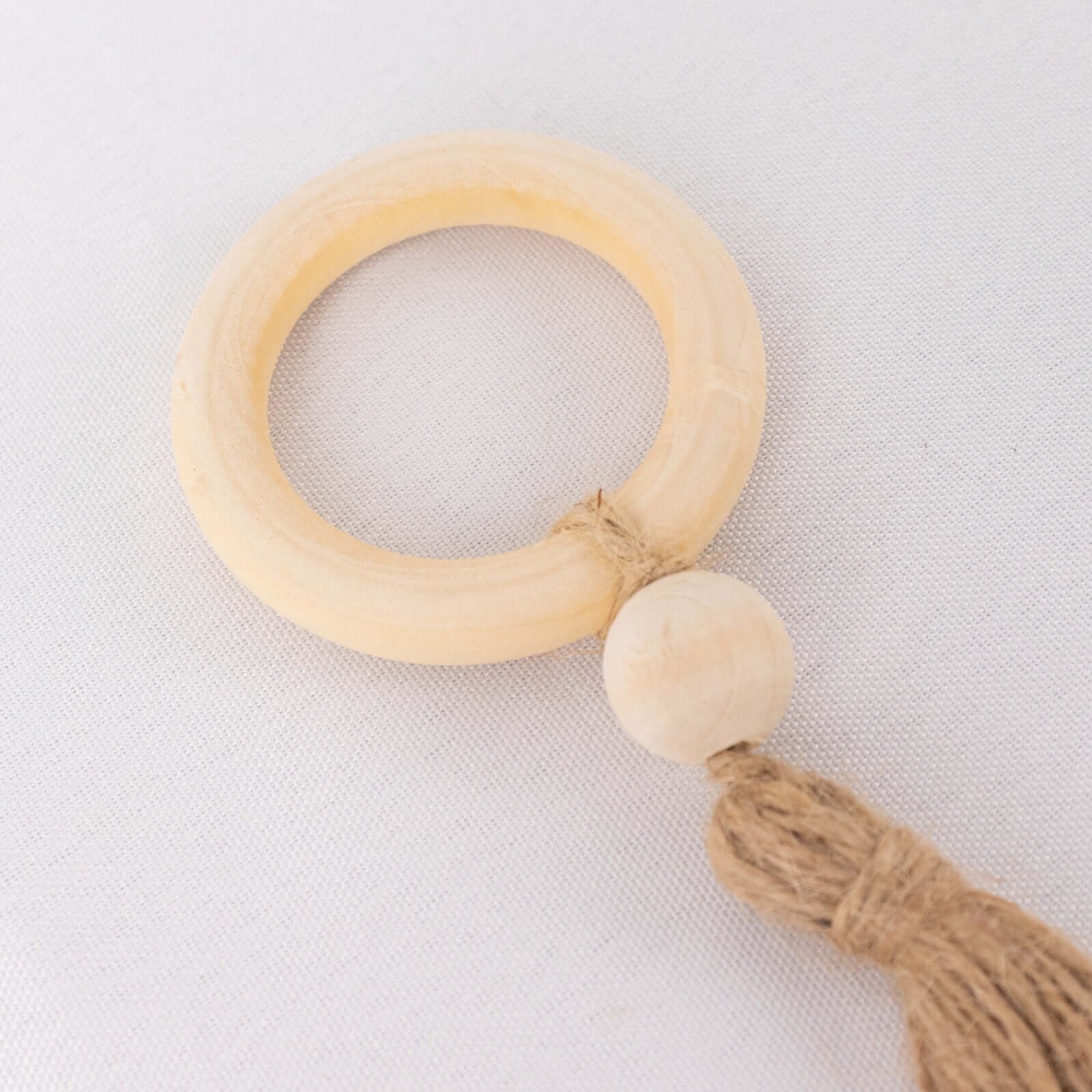 4 Pack Cream Wooden Napkin Rings with Woven Jute Beaded Tassel, Farmhouse Style Dinner Serviette Buckles - Image 13