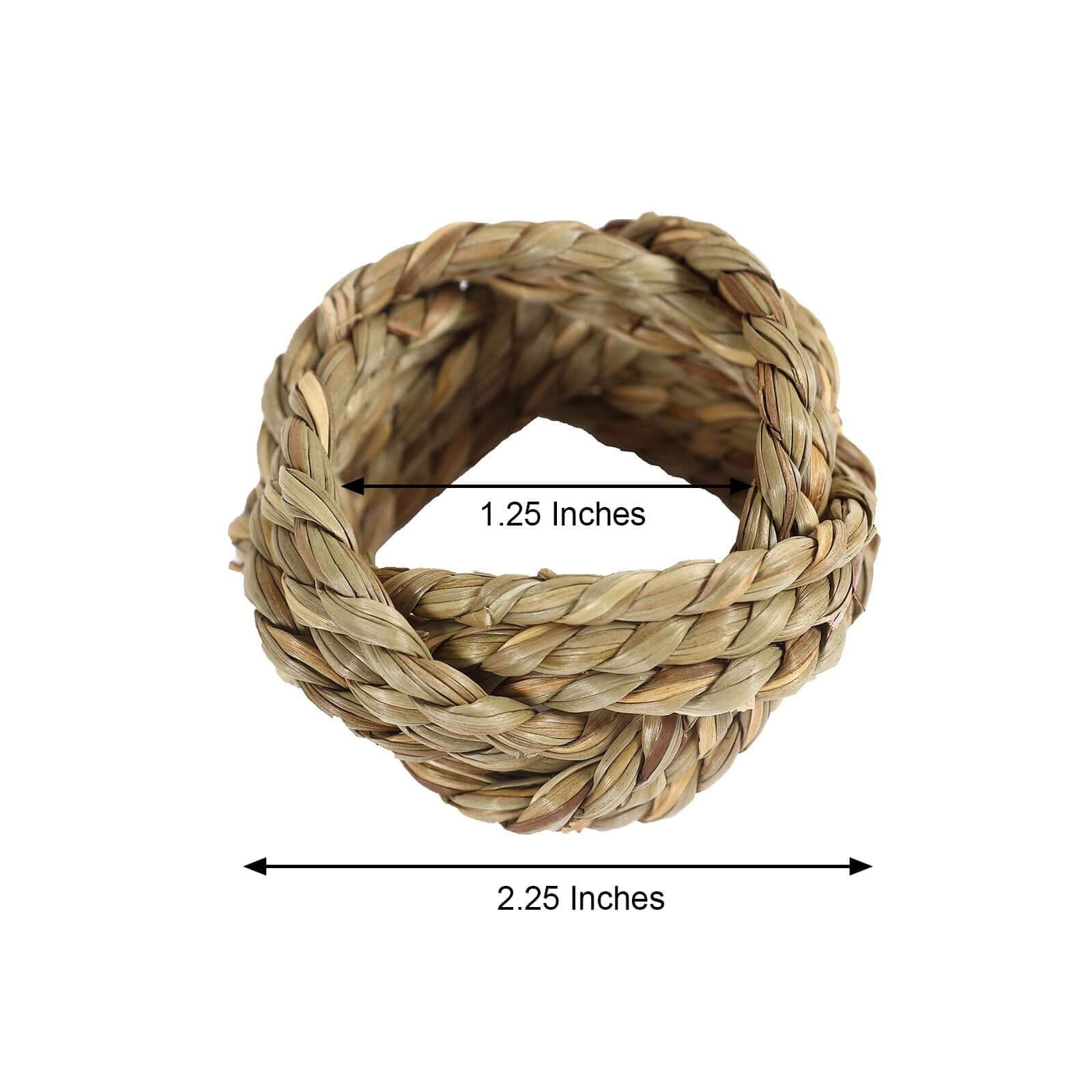 4 Pack Farmhouse Style Natural Burlap Napkin Rings, Handmade Braided Jute Napkin Holders - Image 3