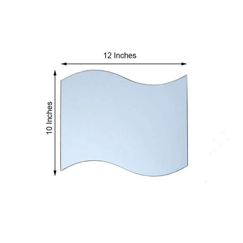4-Pack Glass Mirror Table Centerpiece 12" Wave Hanging Wall Decor - Unique Reflective Event Display - Image 3
