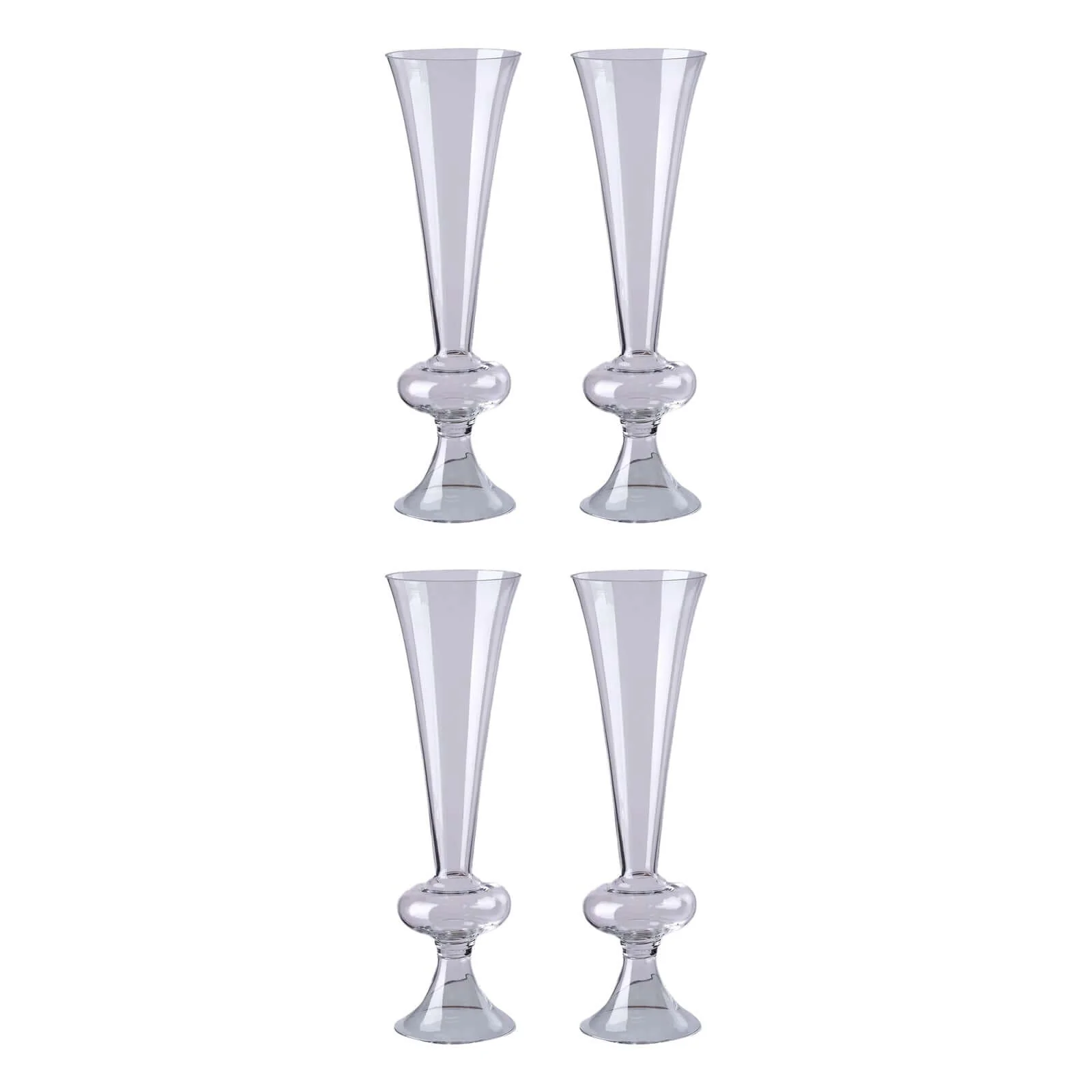 4-Pack Glass Trumpet Vases Crystal Ball Design 15" Clear - Reversible Centerpieces for Weddings - Image 8