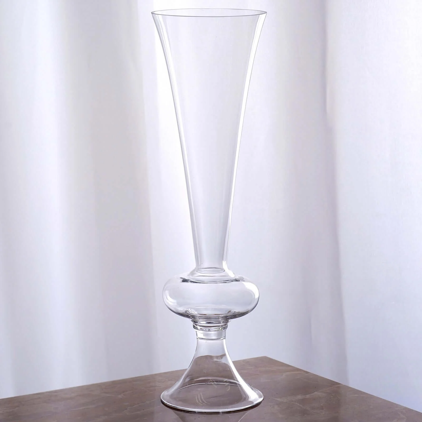 4-Pack Glass Trumpet Vases Crystal Ball Design 15" Clear - Reversible Centerpieces for Weddings - Image 9