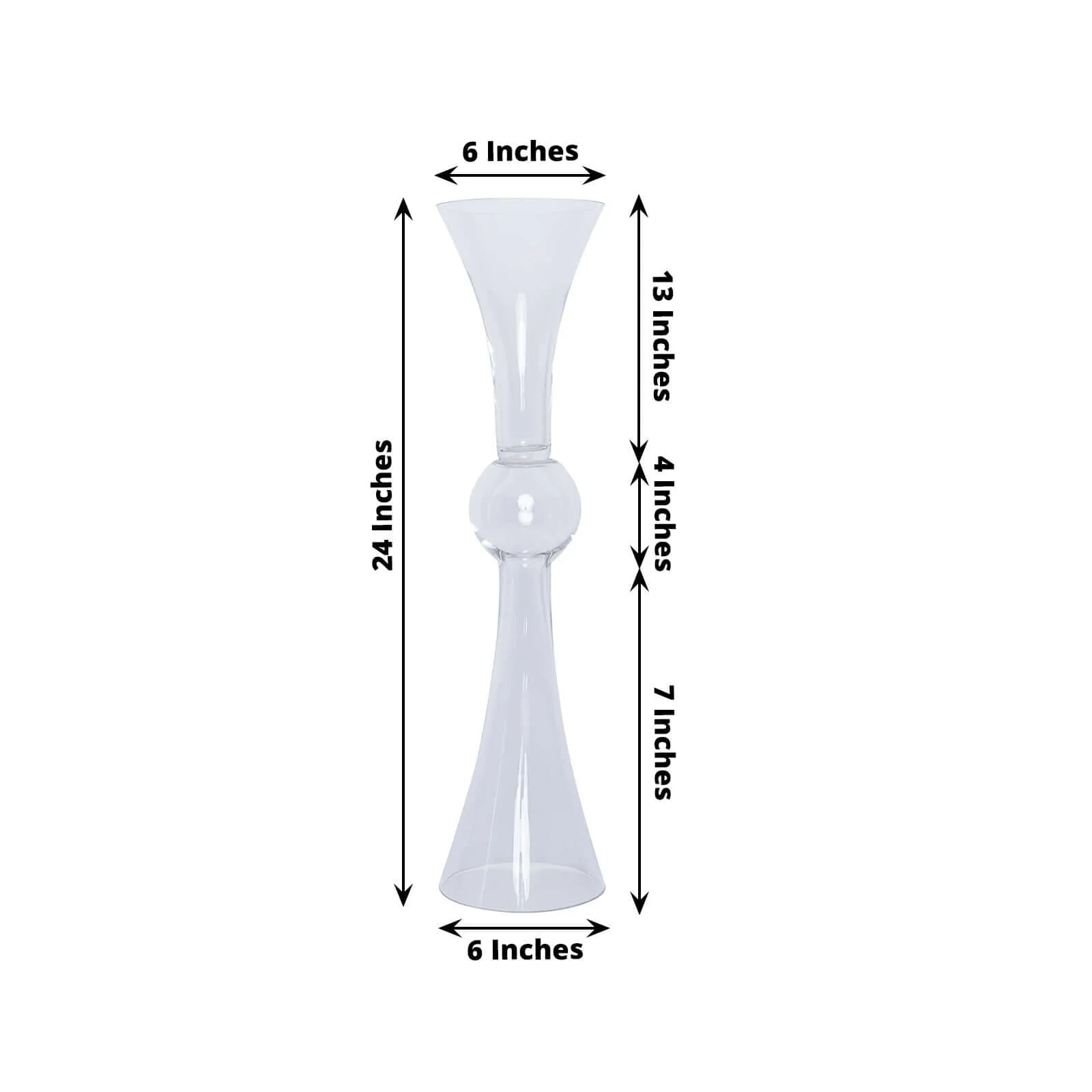 4-Pack Glass Trumpet Vases Reversible Latour Design 24" Clear - Decorative Flower Centerpieces for Weddings - Image 3