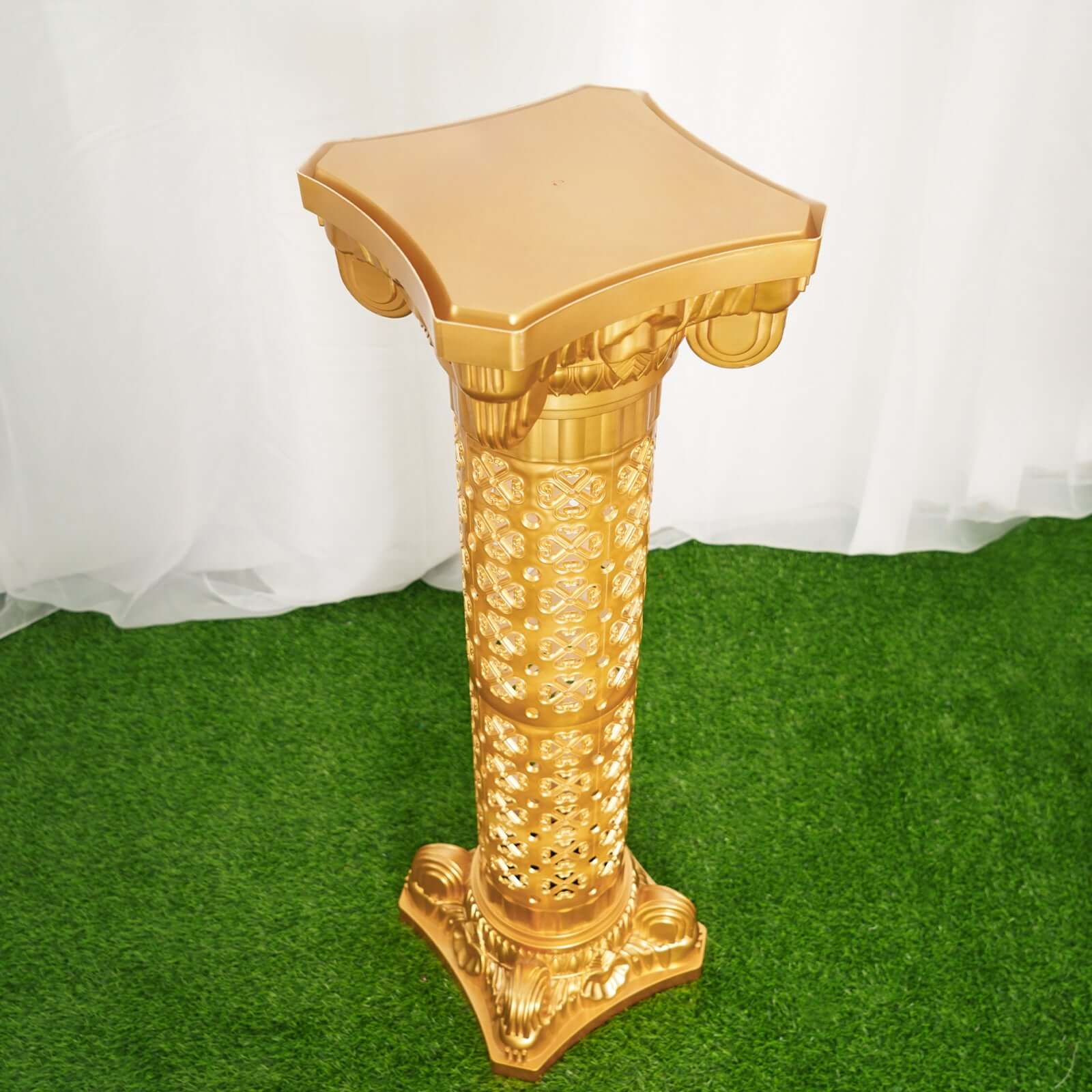 4 Pack Gold Crafted Venetian Inspired Pedestal Stand Plant Pillar PVC 40" Tall - Image 4
