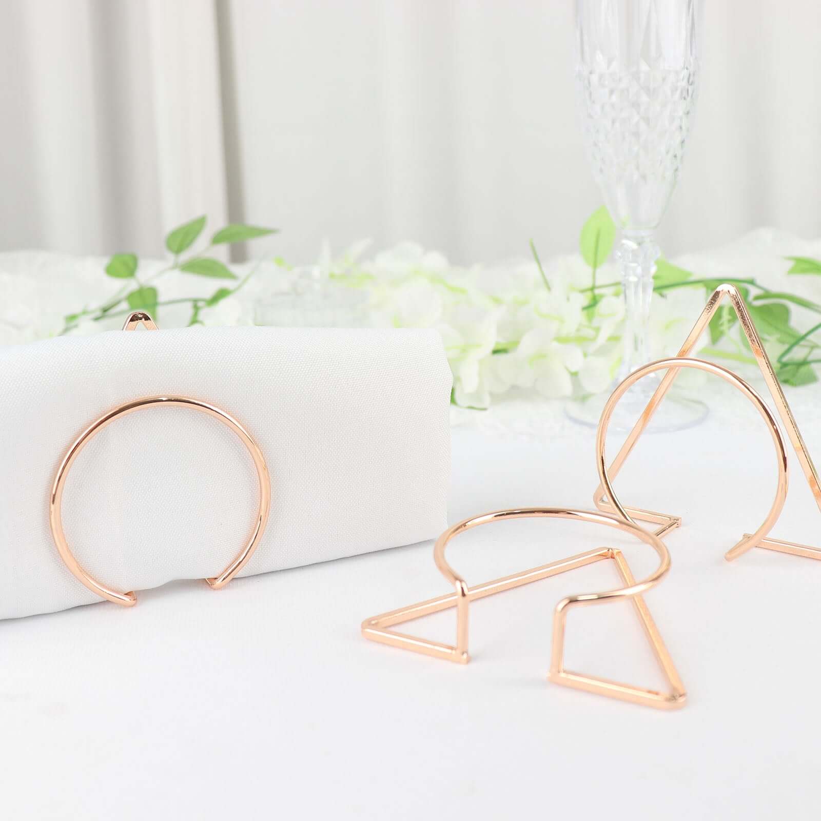 4 Pack Gold Geometric Metal Napkin Rings, Modern Nordic Napkin Holder Stands - Image 10