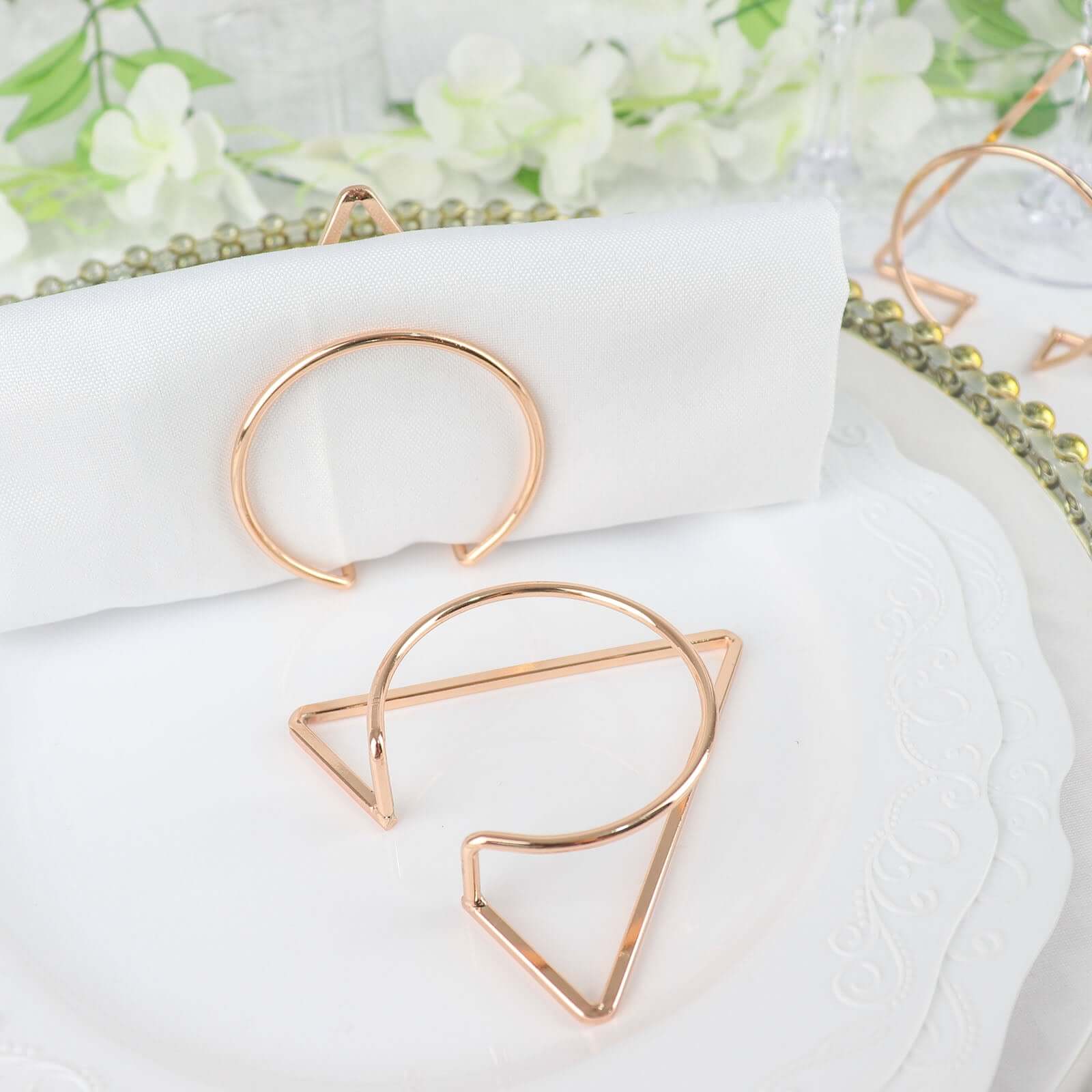 4 Pack Gold Geometric Metal Napkin Rings, Modern Nordic Napkin Holder Stands - Image 12