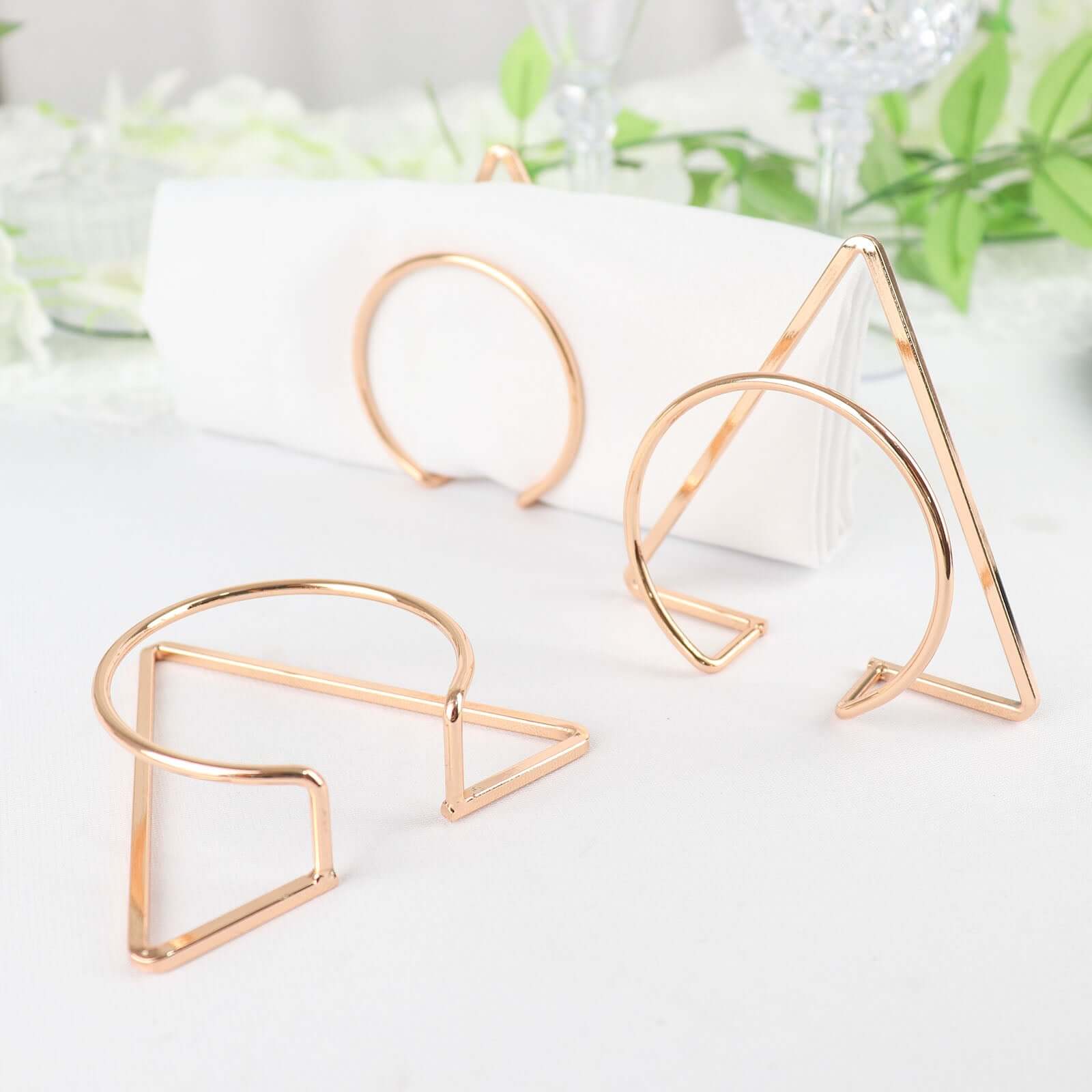 4 Pack Gold Geometric Metal Napkin Rings, Modern Nordic Napkin Holder Stands - Image 13