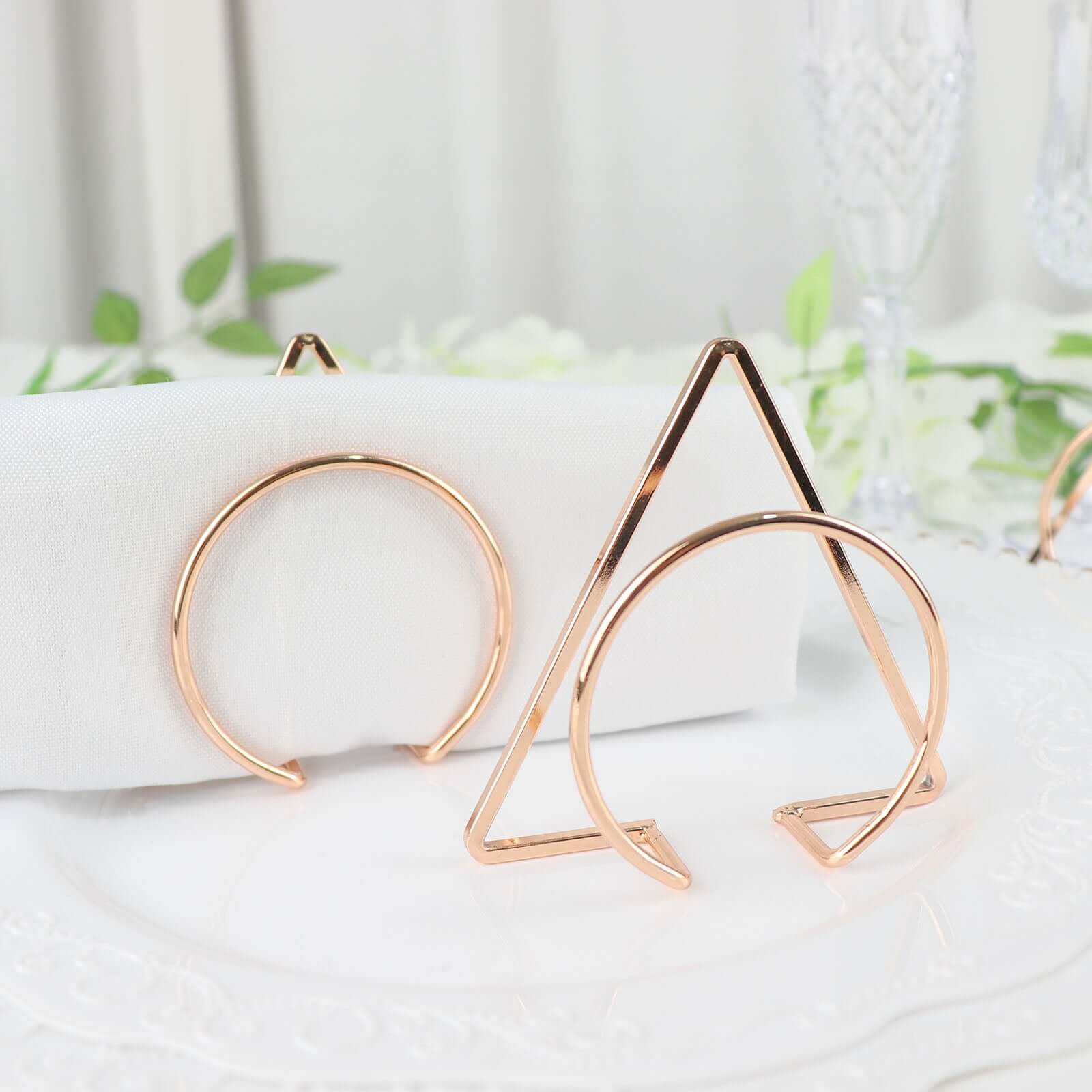 4 Pack Gold Geometric Metal Napkin Rings, Modern Nordic Napkin Holder Stands - Image 2