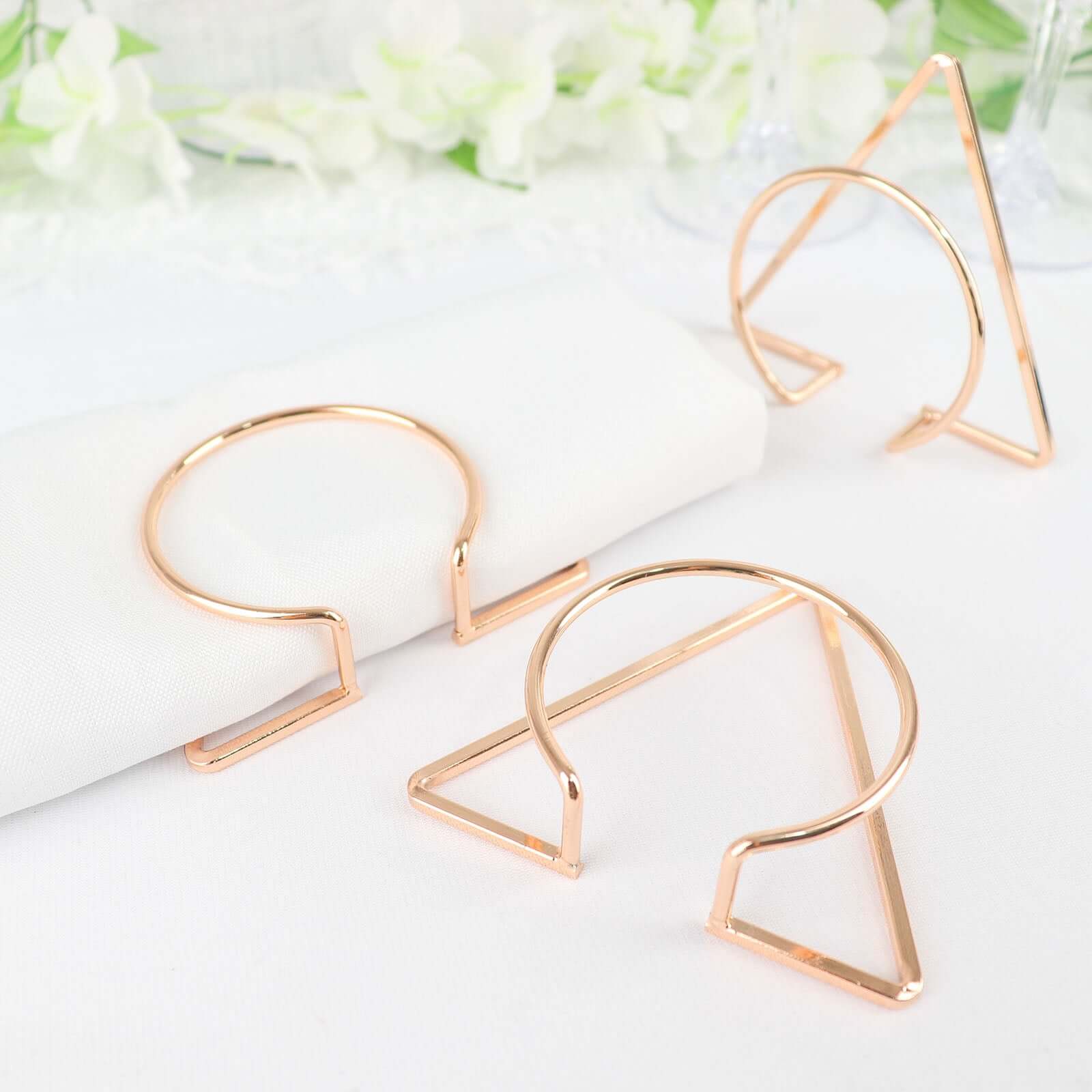 4 Pack Gold Geometric Metal Napkin Rings, Modern Nordic Napkin Holder Stands - Image 6