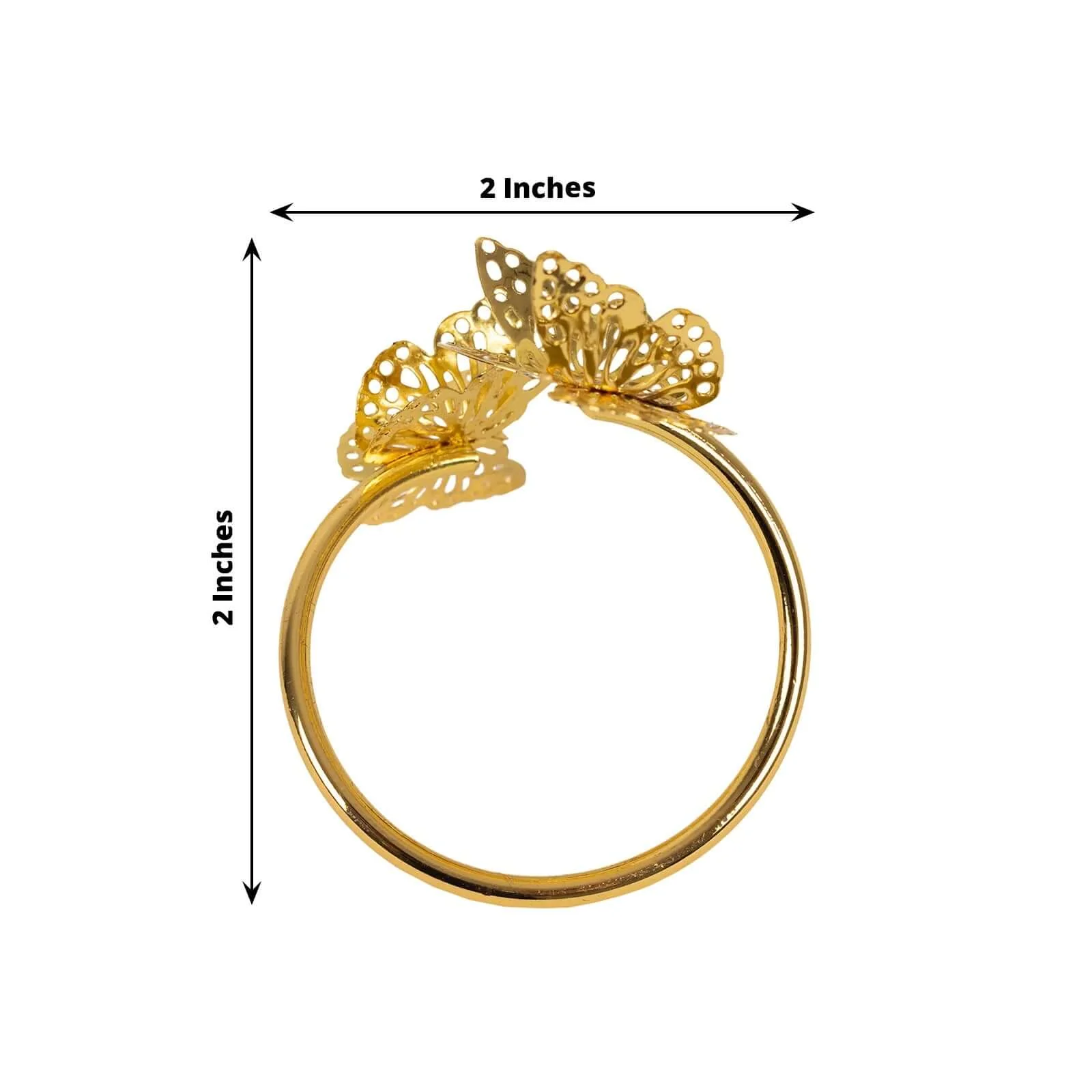 4 Pack Gold Laser Cut Butterfly Metal Napkin Rings Dining Table Decor, Spiral Wedding Napkin Holders - 2" - Image 3