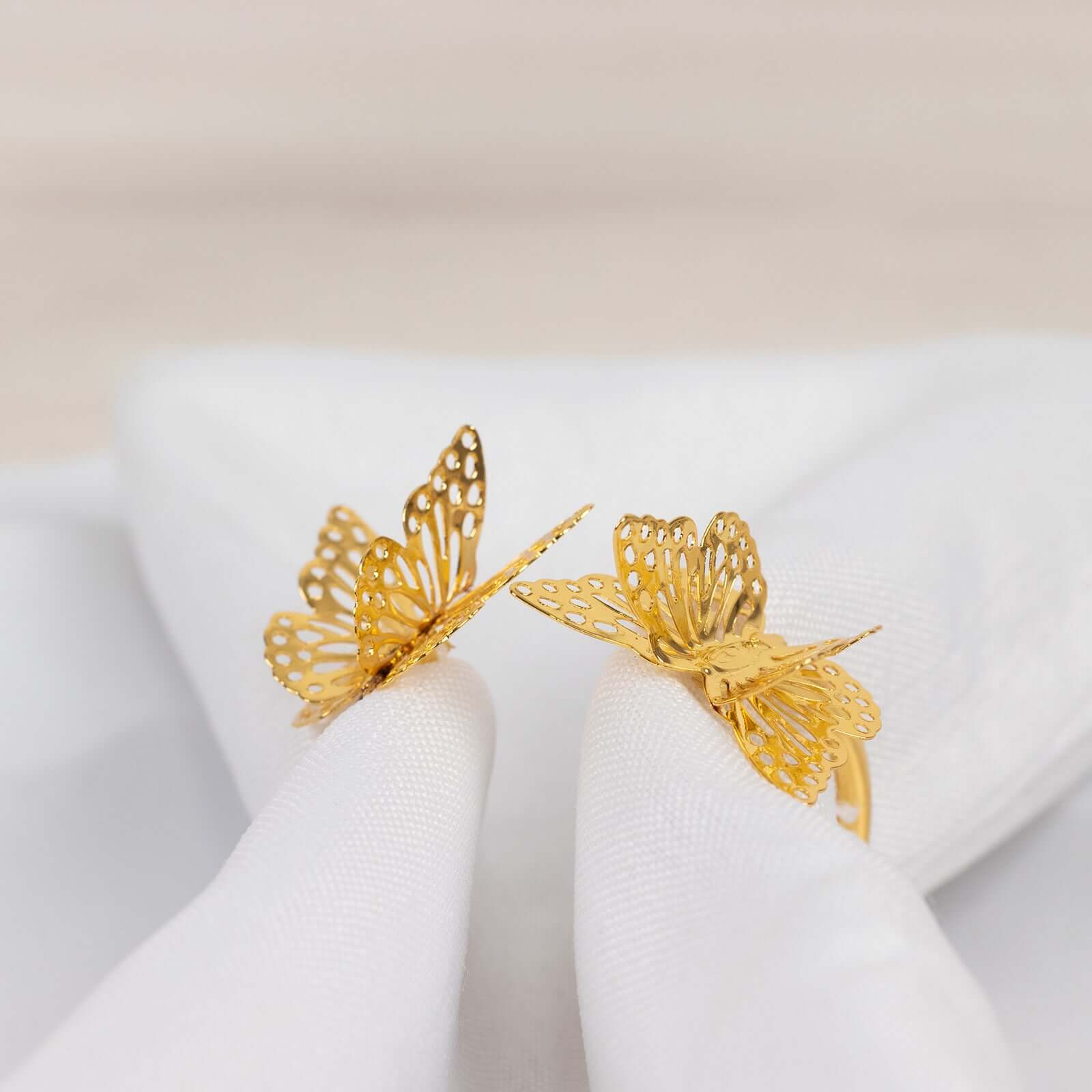 4 Pack Gold Laser Cut Butterfly Metal Napkin Rings Dining Table Decor, Spiral Wedding Napkin Holders - 2" - Image 6