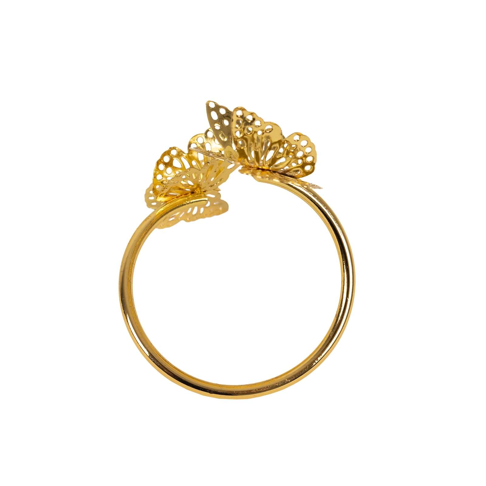 4 Pack Gold Laser Cut Butterfly Metal Napkin Rings Dining Table Decor, Spiral Wedding Napkin Holders - 2" - Image 7