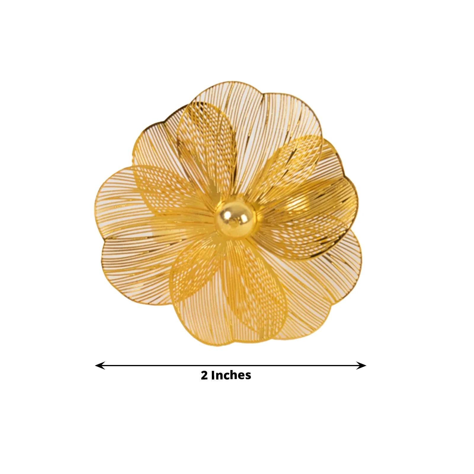 4 Pack Gold Metal Jasmine Flower Napkin Rings with Pearl Center, Decorative Floral Napkin Holder Bands - 2" - Image 2