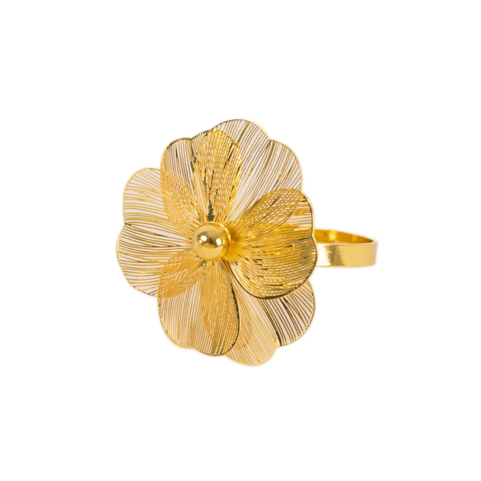 4 Pack Gold Metal Jasmine Flower Napkin Rings with Pearl Center, Decorative Floral Napkin Holder Bands - 2" - Image 6