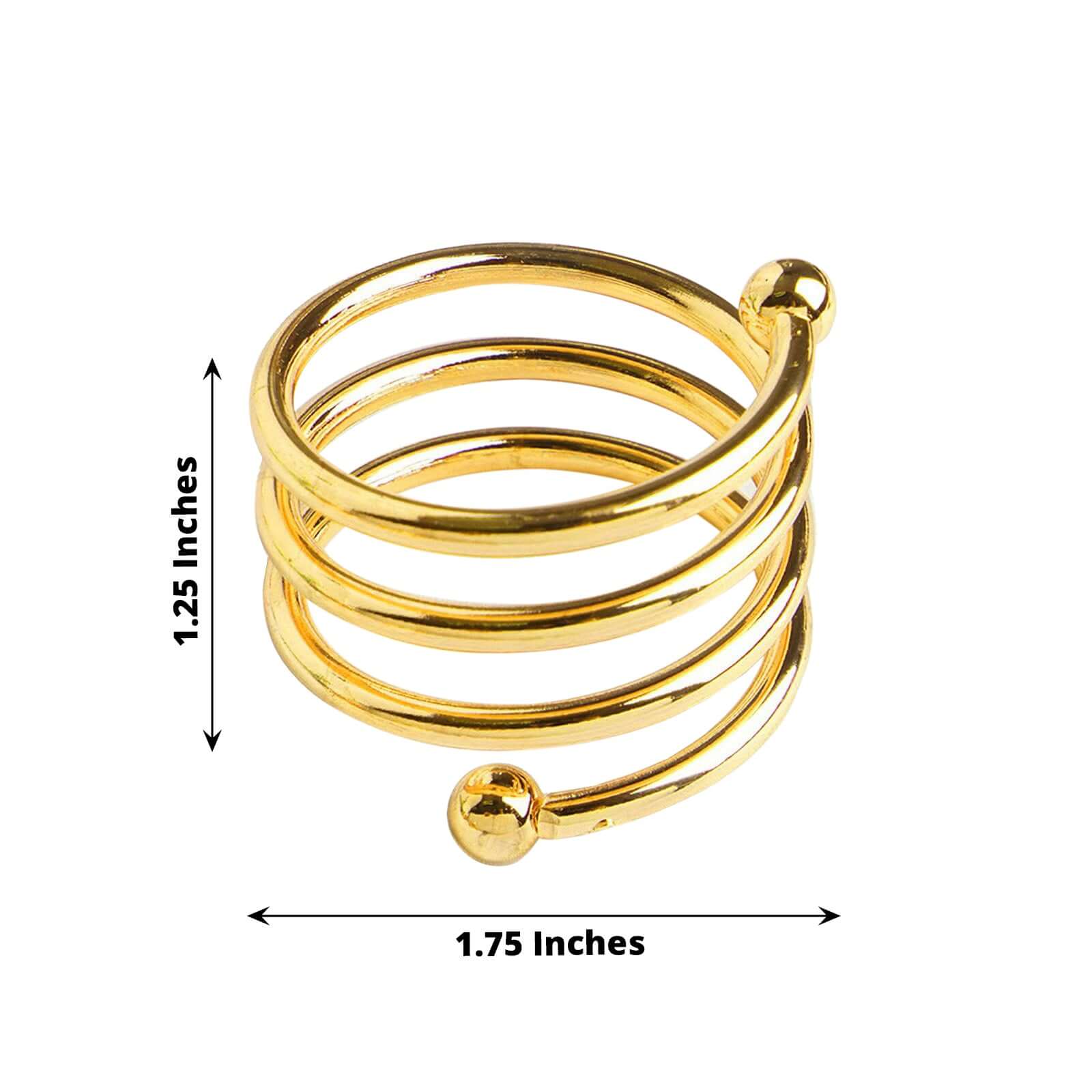 4 Pack Gold Plated Spiral Aluminum Napkin Rings - Image 3