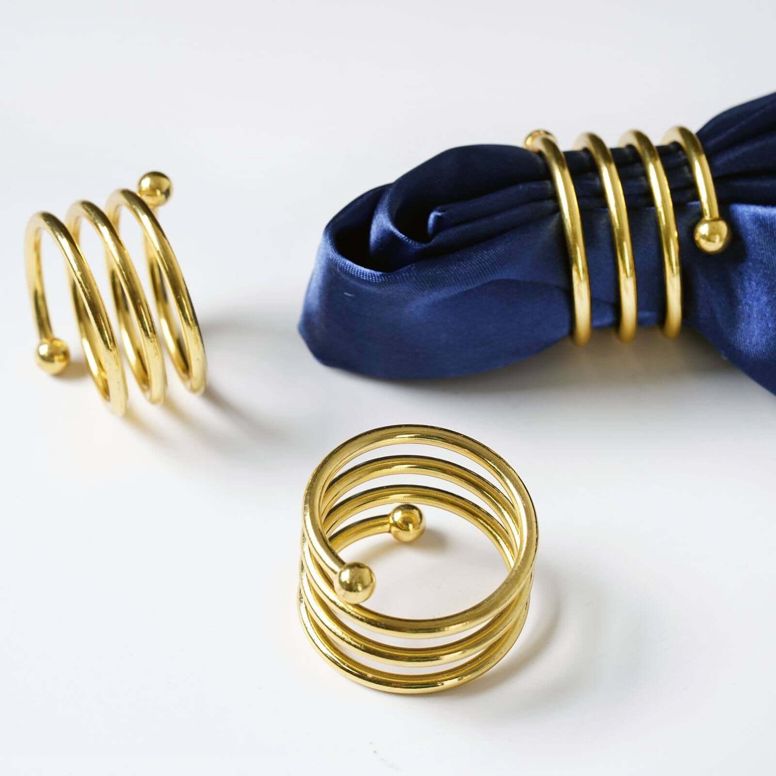 4 Pack Gold Plated Spiral Aluminum Napkin Rings - Image 6