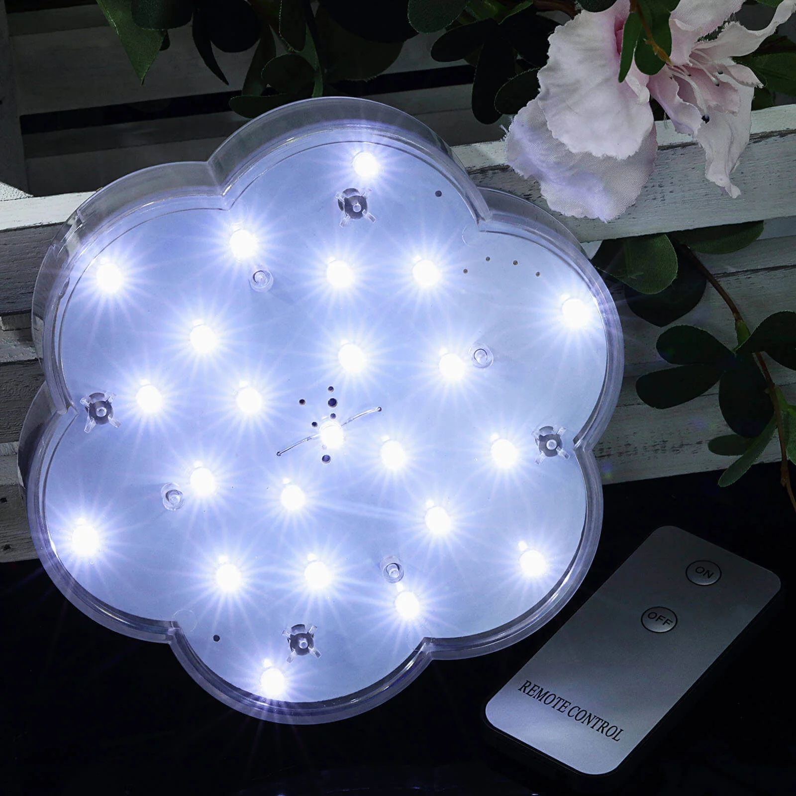 4-Pack LED Disc Lights 6" Flower Shaped Design White - 23 LEDs with Remote for DIY Centerpieces - Image 9