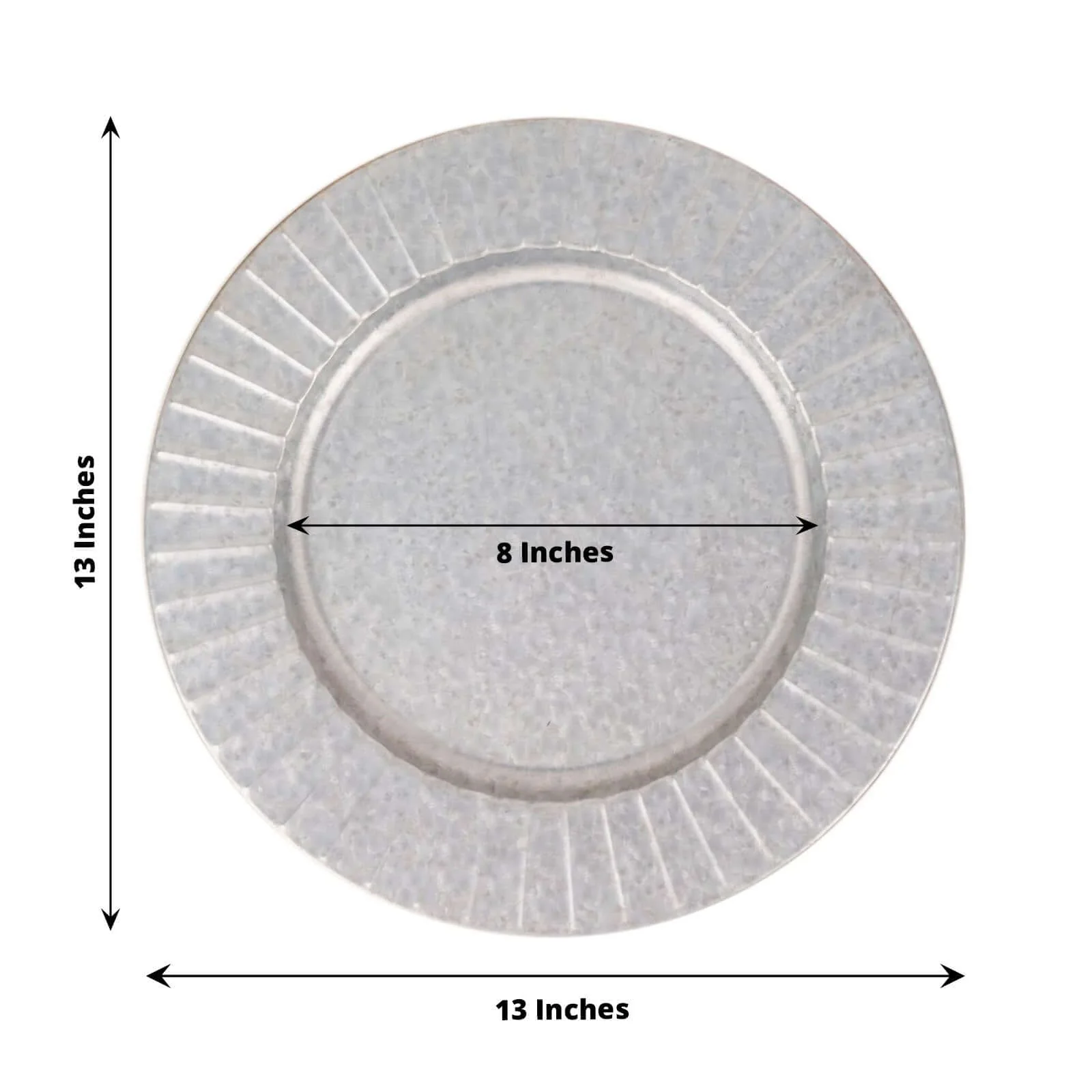 4-Pack Metal Charger Plates 13" Round Silver with Galvanized Ruffled Rim - Sleek Charger Tableware - Image 3