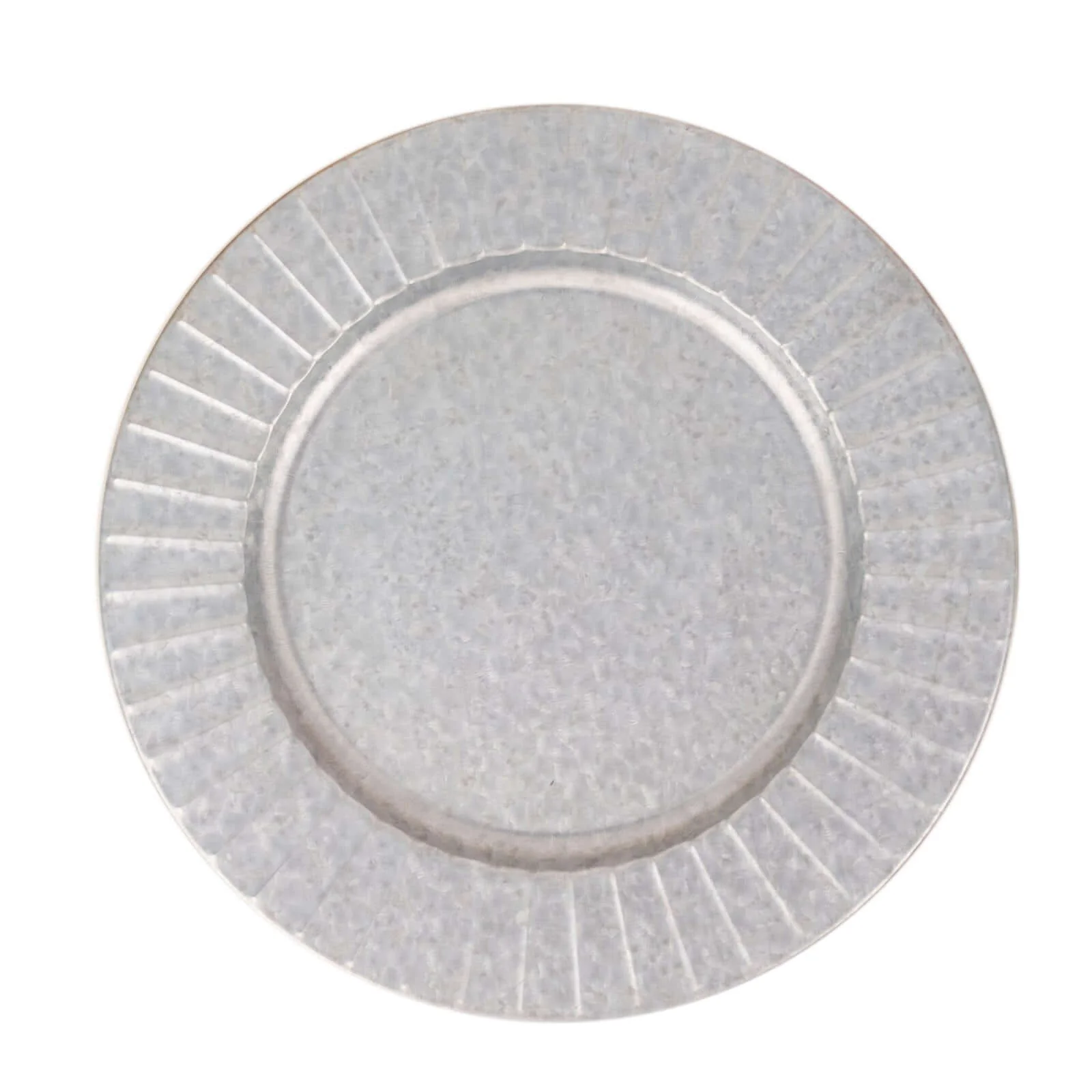 4-Pack Metal Charger Plates 13" Round Silver with Galvanized Ruffled Rim - Sleek Charger Tableware - Image 8