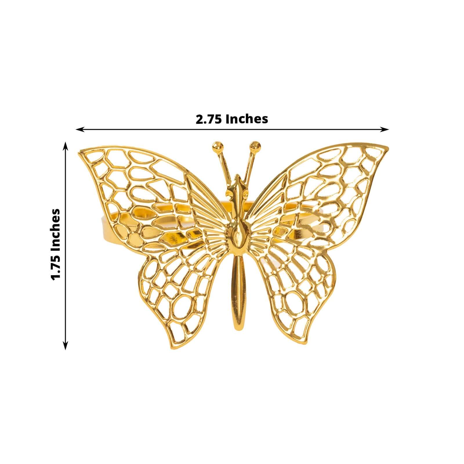 4 Pack Metallic Gold Laser Cut Butterfly Napkin Rings, Decorative Cloth Napkin Holders - Image 3