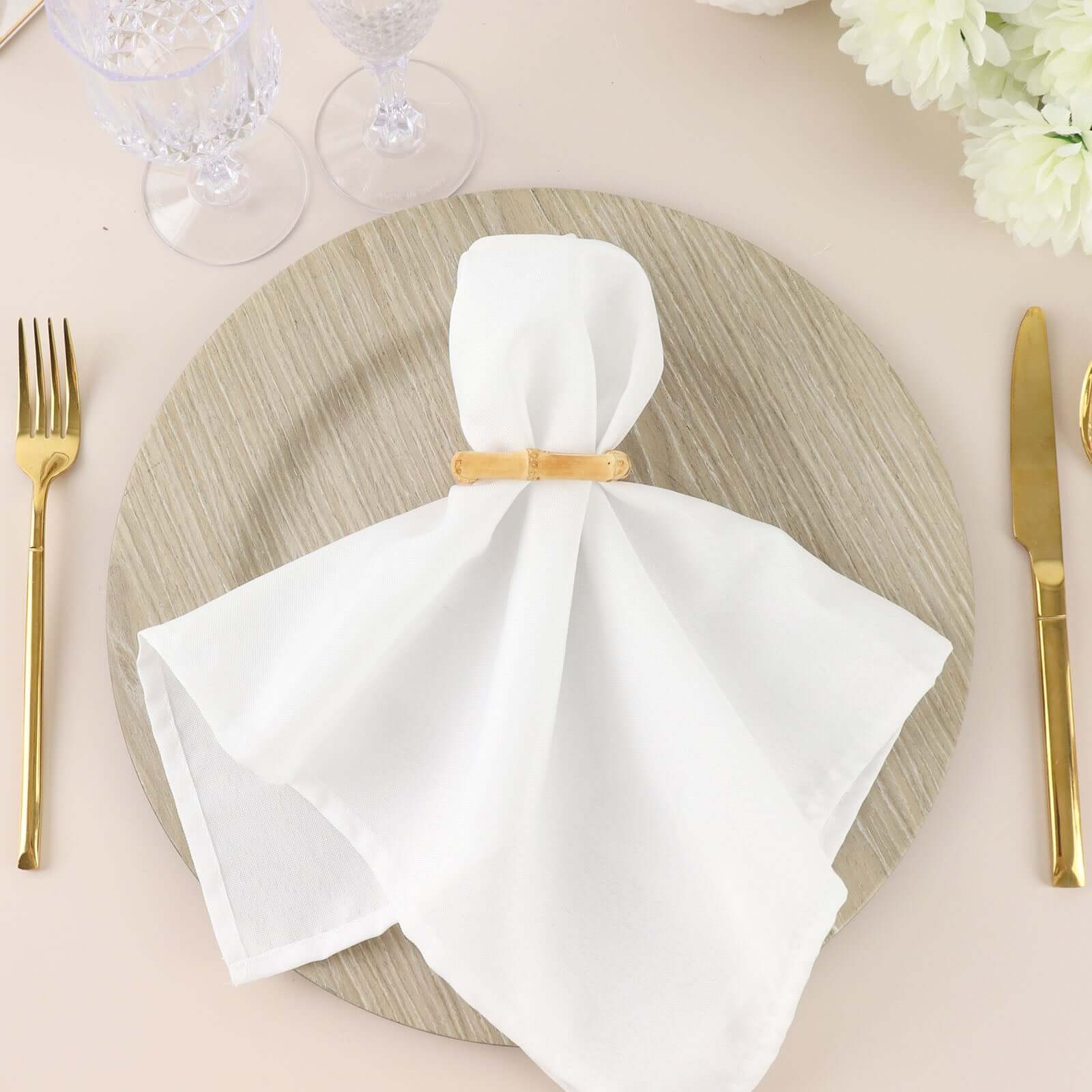 4 Pack Natural Rustic Boho Chic Wooden Square Napkin Rings, Bamboo Napkin Holders - Image 11